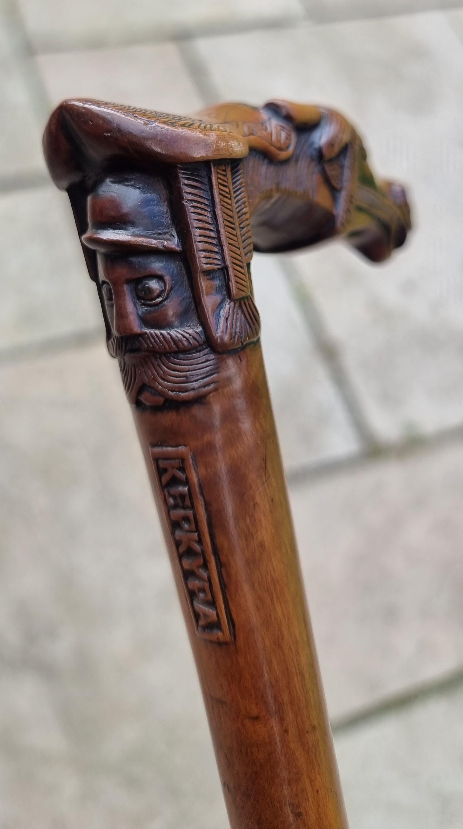 A 19th C antique walking stick with an equestrian racehorse carved handle C 1870 1