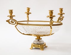 Baccarat Crystal Prismic Pattern Centerpiece and 4-Light Candelabra Set