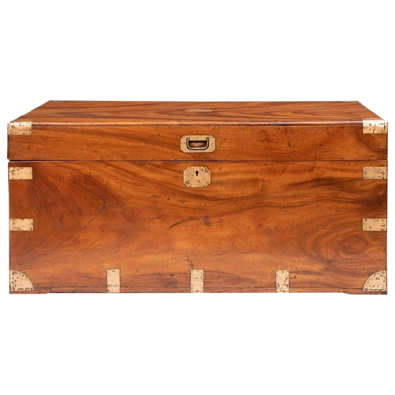 19th Century Camphor Wood Military Trunk, circa 1850