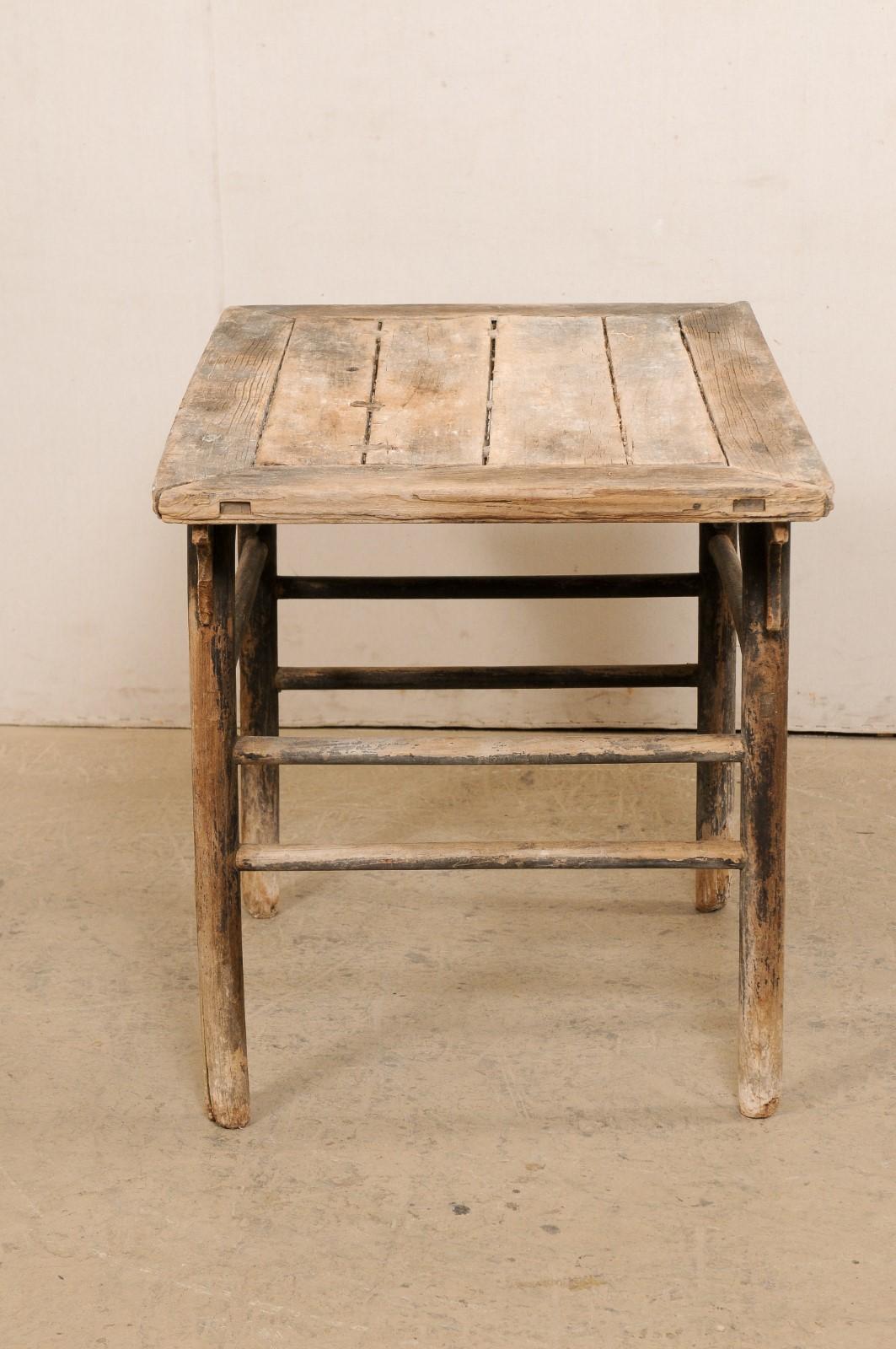 19th Century 19th C. Chinese Occasional Table w/its Original Finish & Old Joinery Repairs For Sale