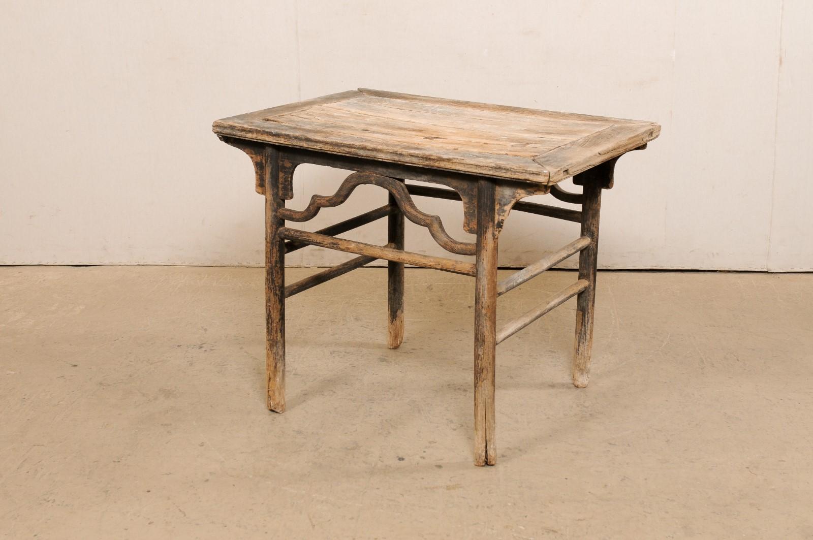 19th C. Chinese Occasional Table w/its Original Finish & Old Joinery Repairs For Sale 1