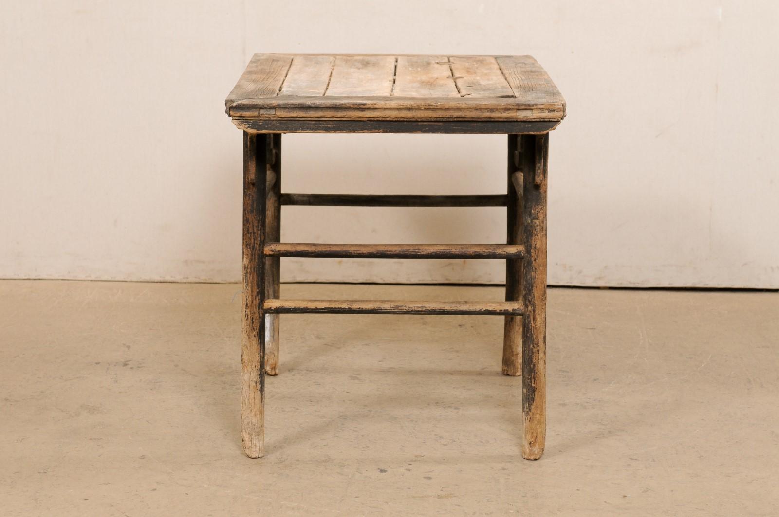 19th C. Chinese Occasional Table w/its Original Finish & Old Joinery Repairs For Sale 4