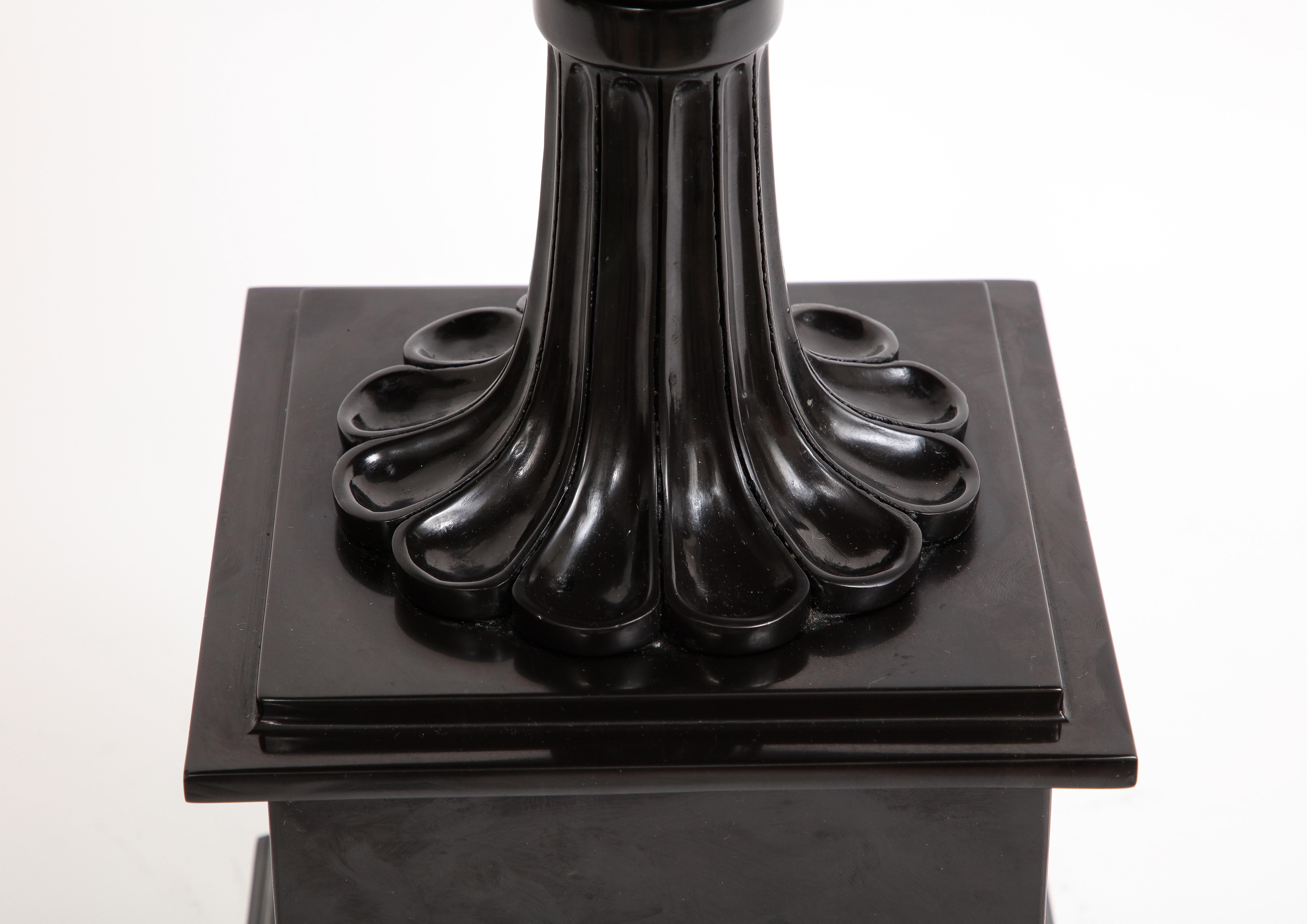 English Grand Tour Black Marble Pedestal 2-Handled Centerpiece/Tazza, 1800s For Sale 5