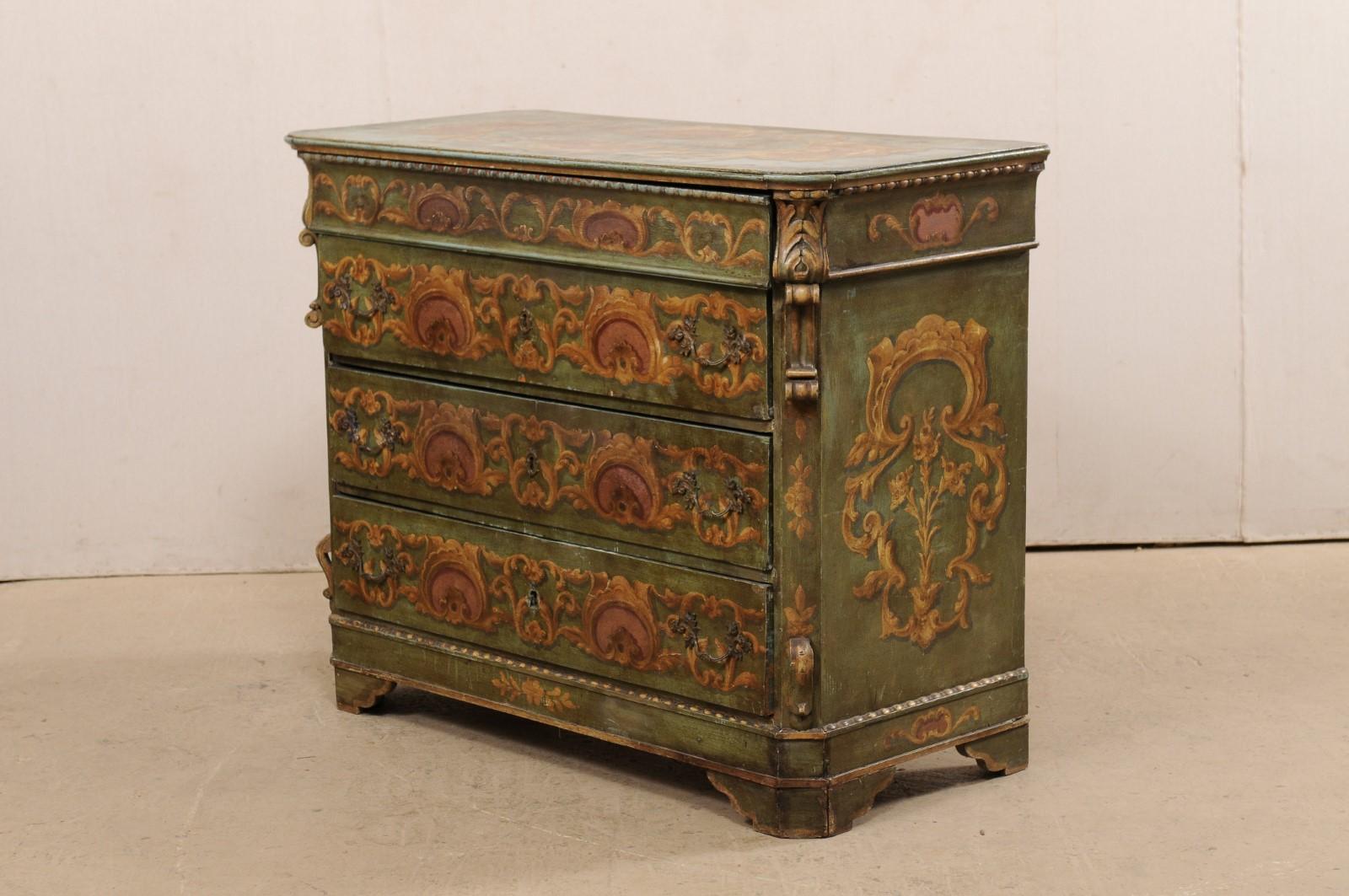 19th Century European Chest of Drawers with Original Decoratively Painted Finish For Sale 6