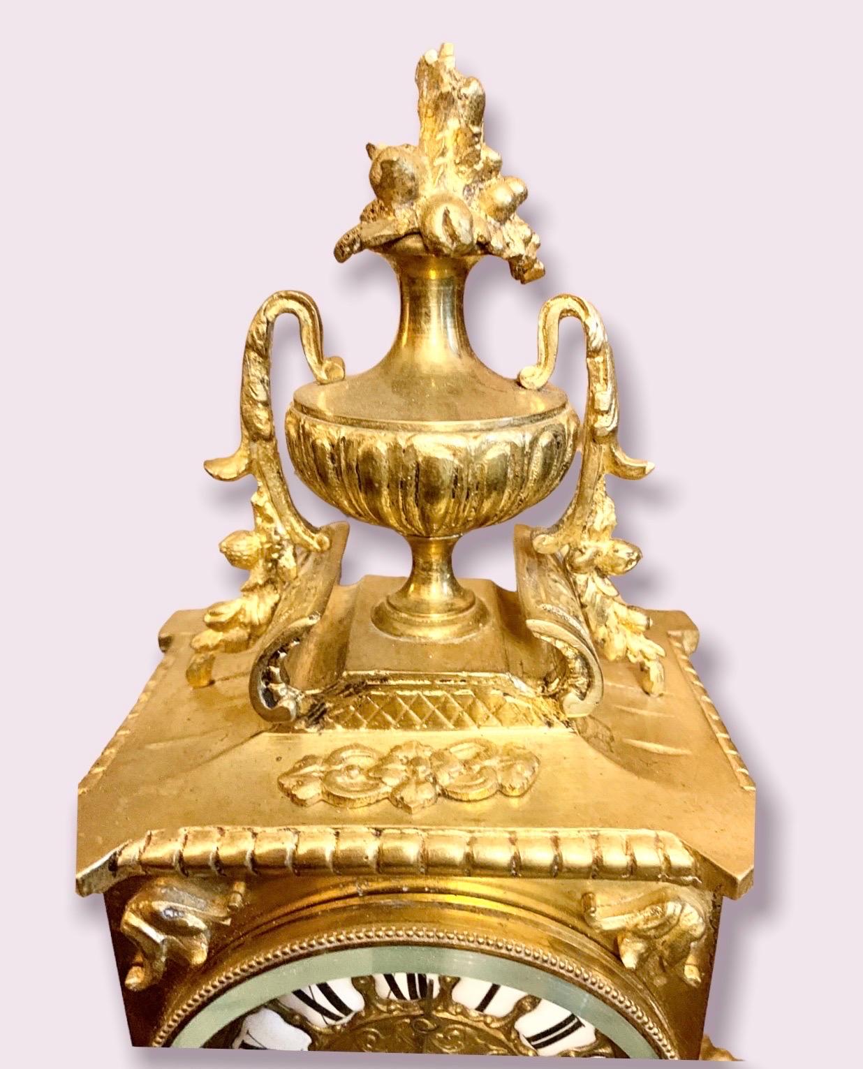 Late 19th Century 19th C. French Gilt Brass Table Clock
