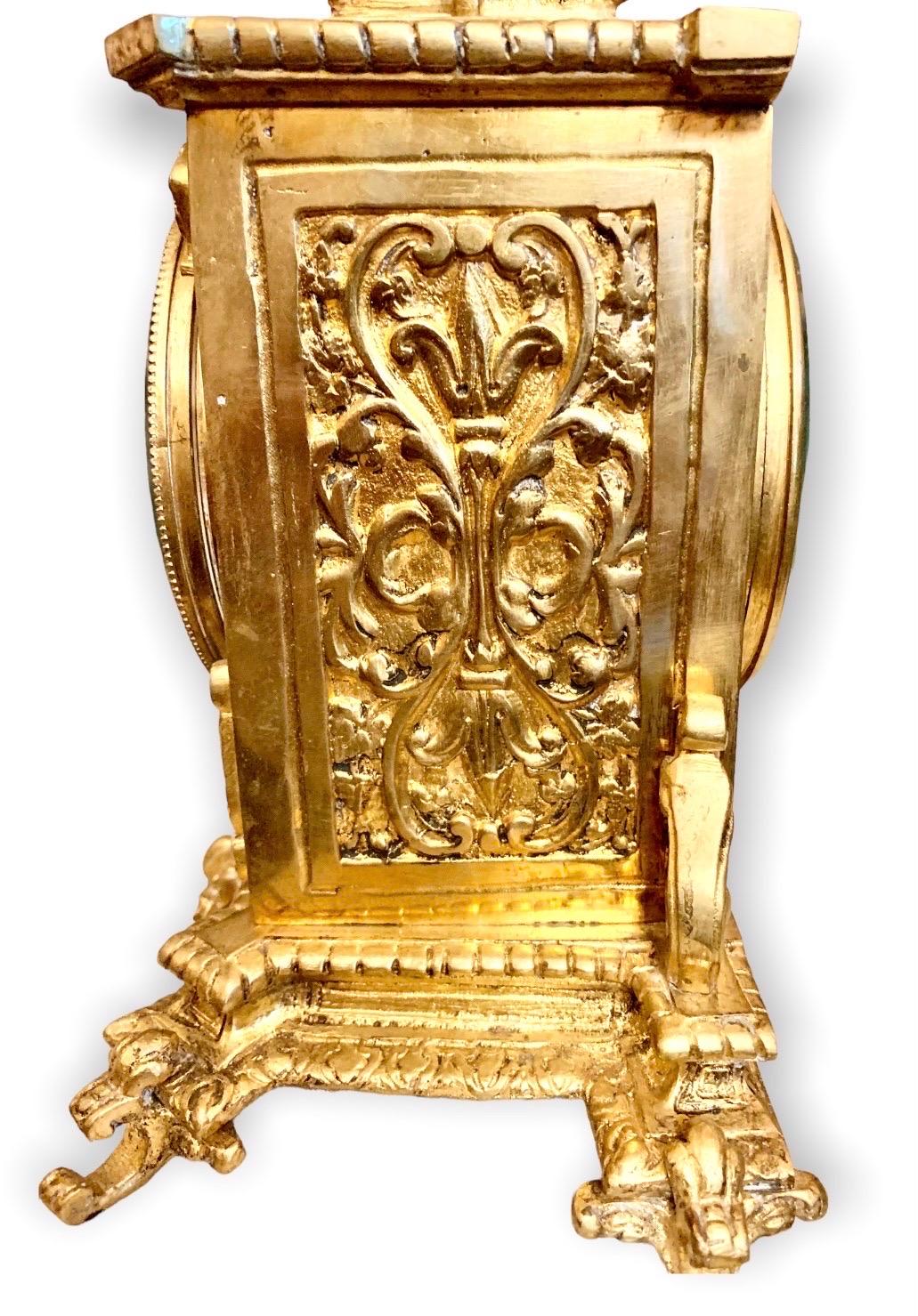 19th C. French Gilt Brass Table Clock 1