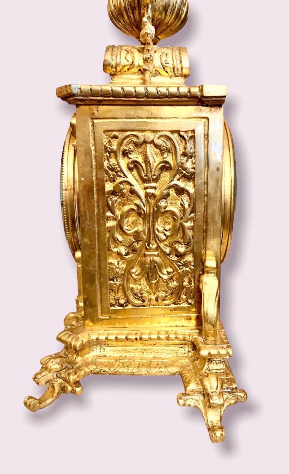 19th C. French Gilt Brass Table Clock 2