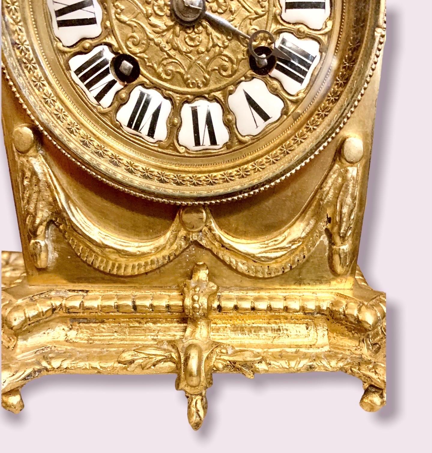 19th C. French Gilt Brass Table Clock 3
