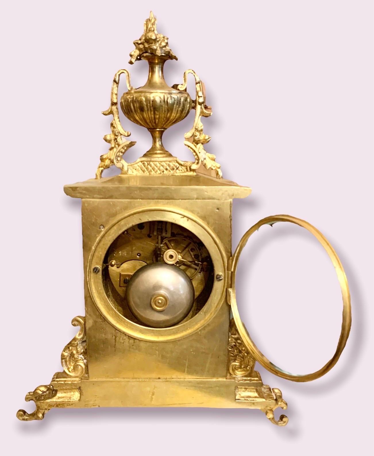 19th C. French Gilt Brass Table Clock 5