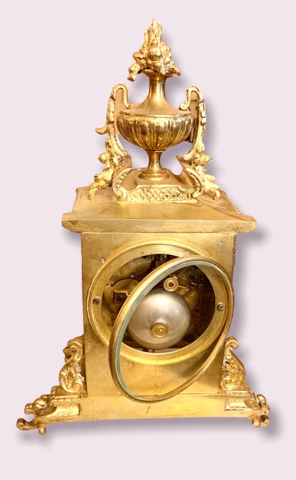 19th C. French Gilt Brass Table Clock 6