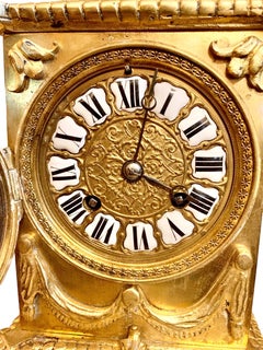 19th C. French Gilt Brass Table Clock