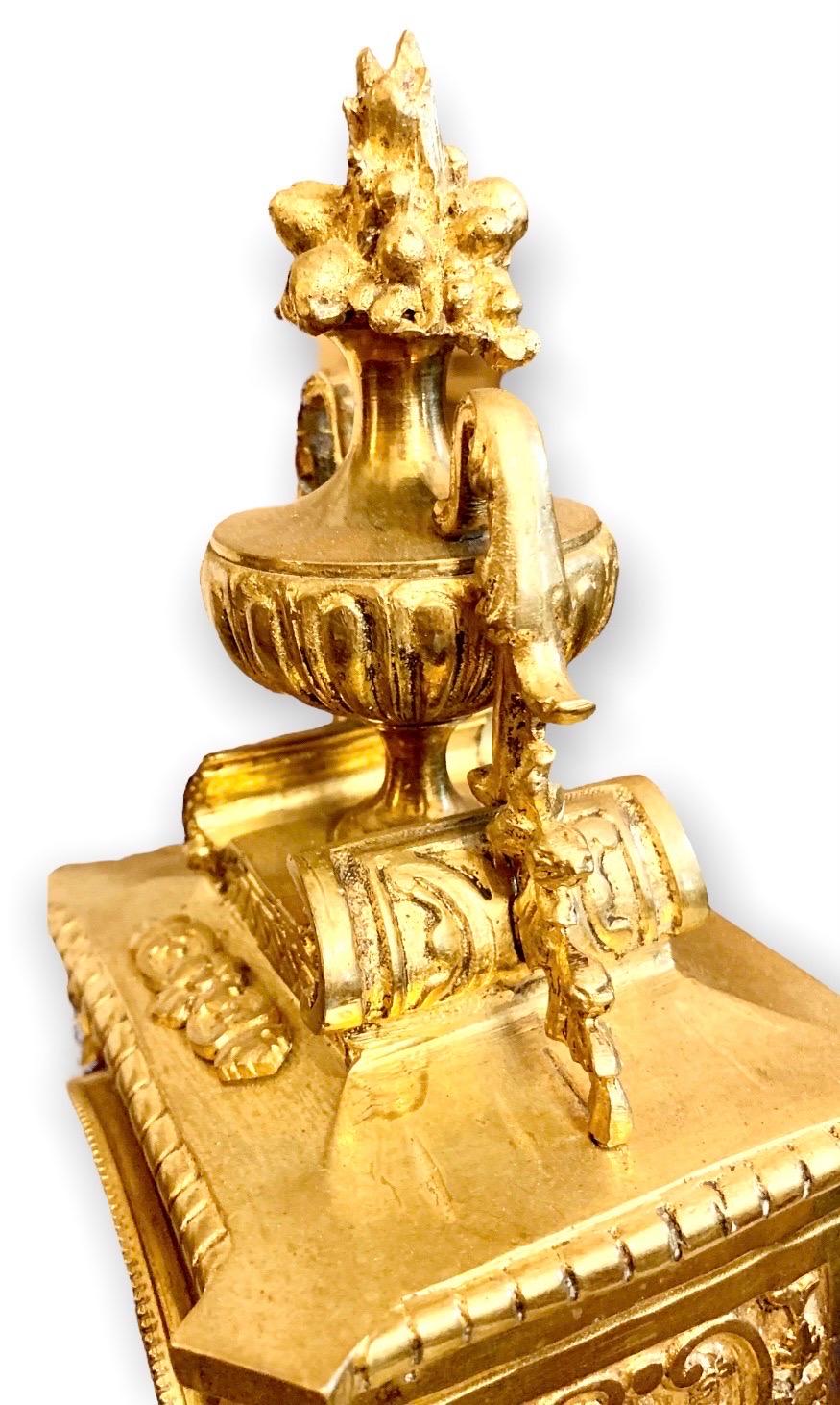 Cast 19th C. French Gilt Brass Table Clock