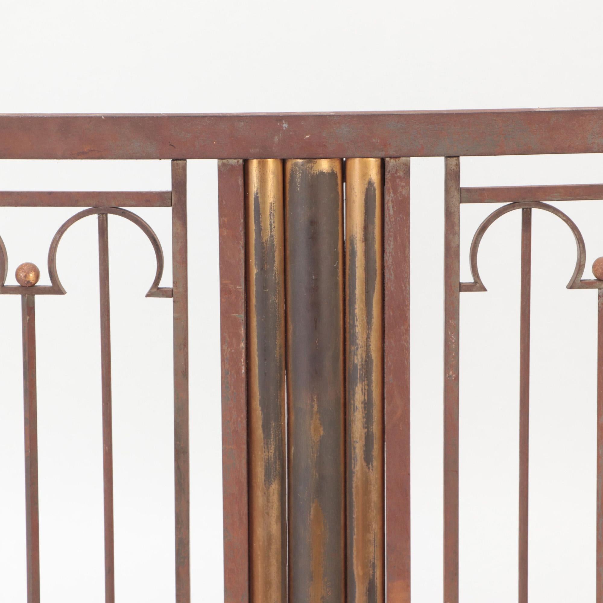 19th Century 19th C French Iron Console Table with Brass Details, No Top For Sale