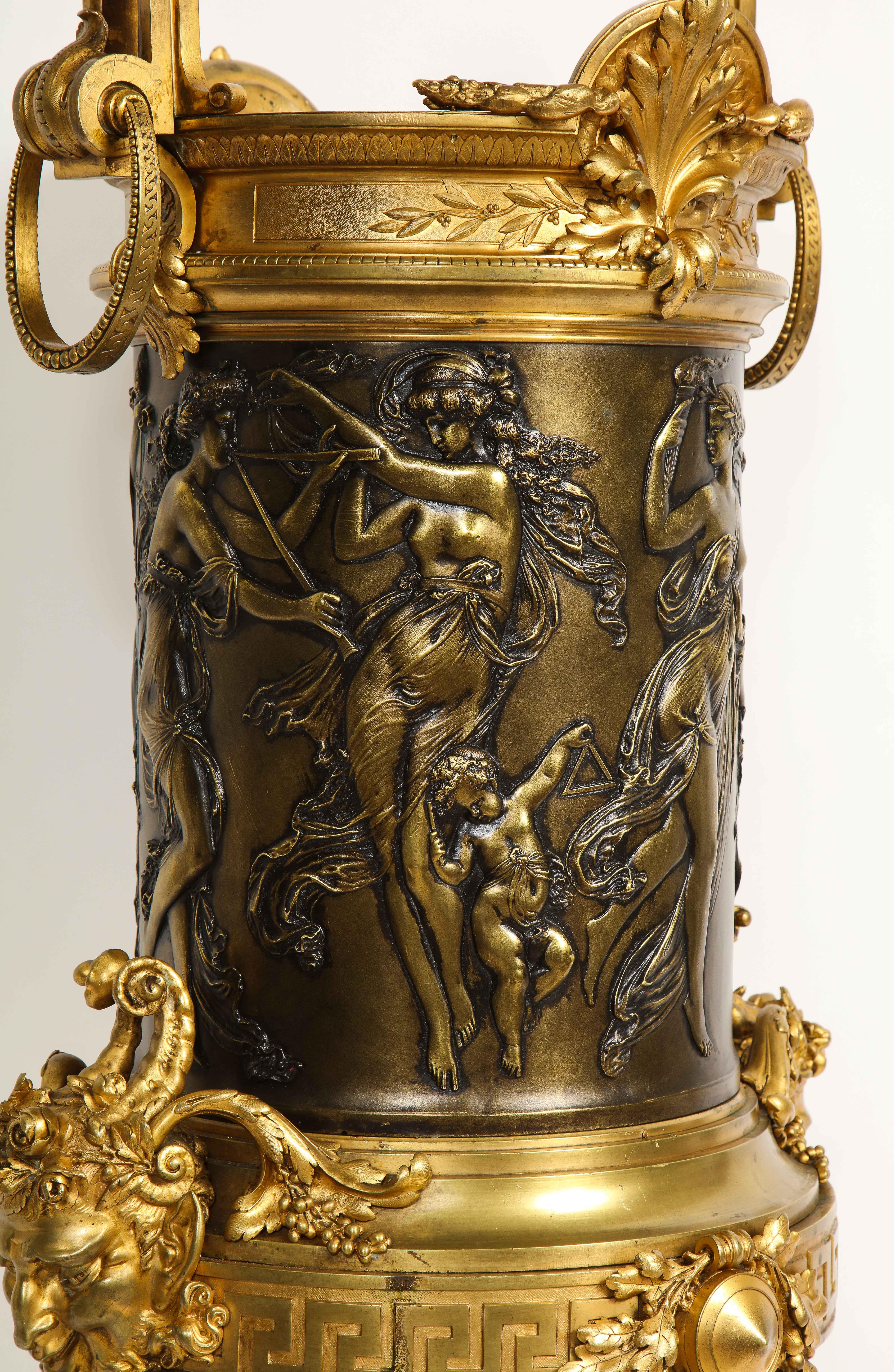 A 19th C. French Louis XVI Patinated & Doré Bronze Jardinière, F. Barbedienne For Sale 3