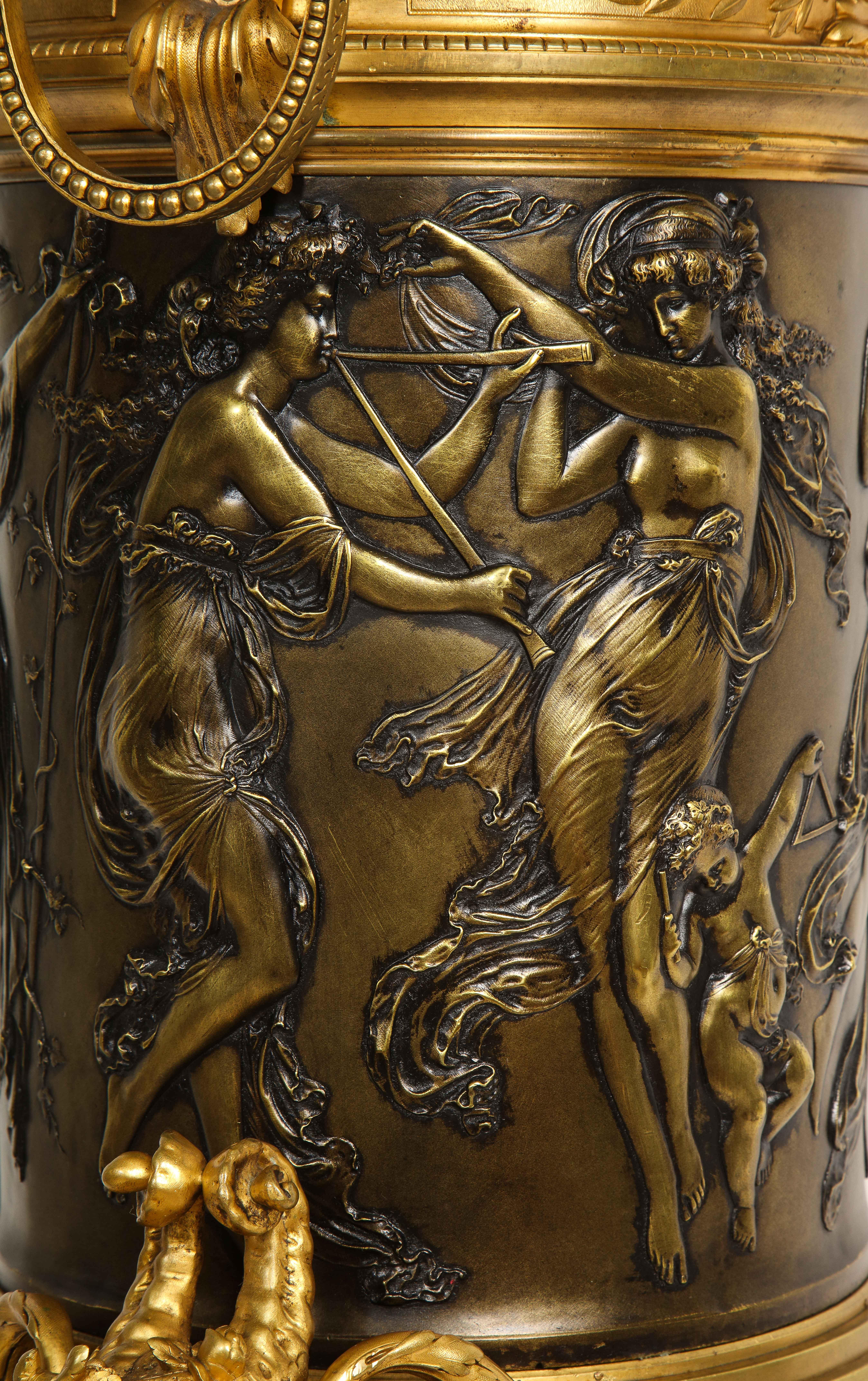 A 19th C. French Louis XVI Patinated & Doré Bronze Jardinière, F. Barbedienne For Sale 4