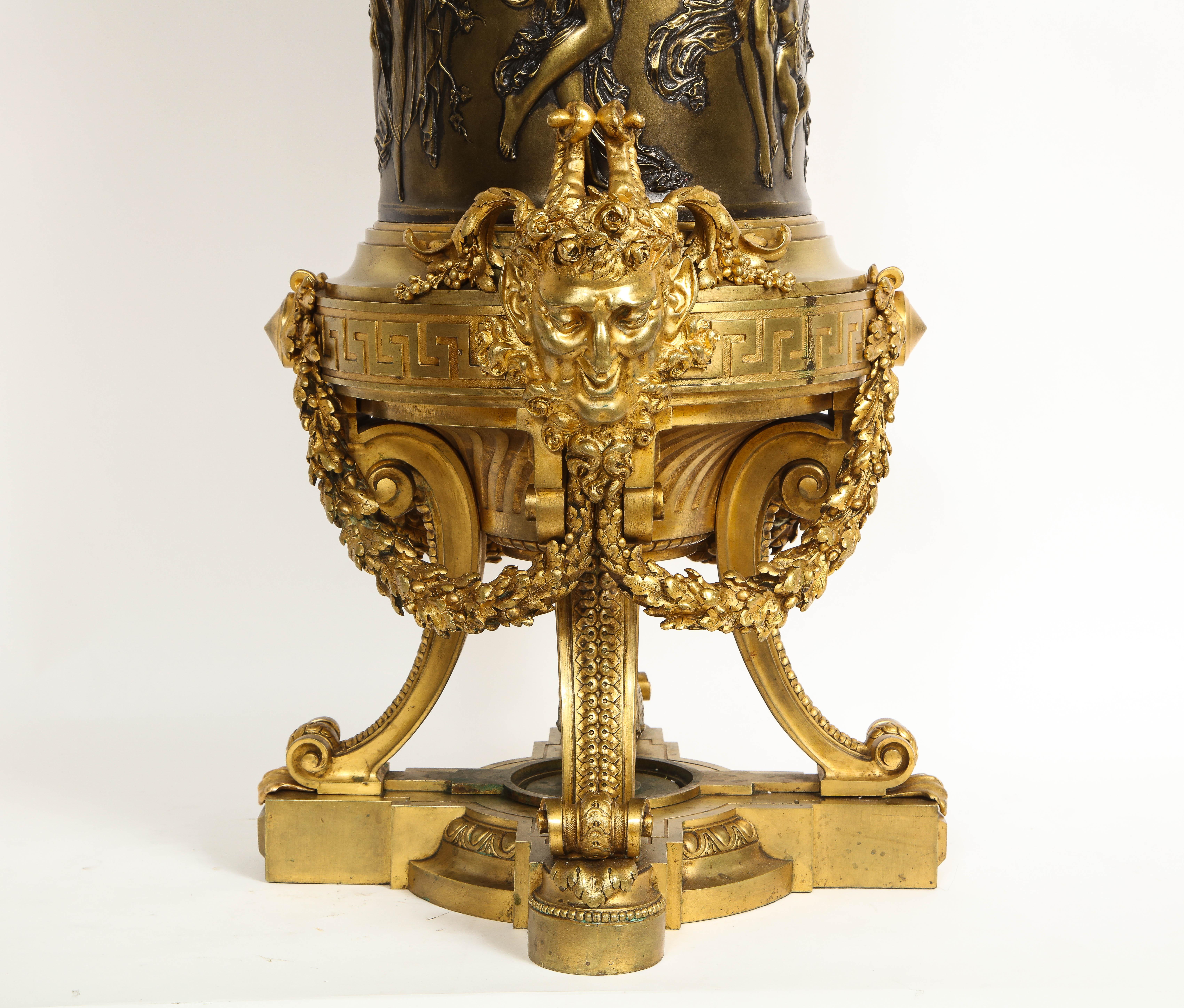 A 19th C. French Louis XVI Patinated & Doré Bronze Jardinière, F. Barbedienne For Sale 6