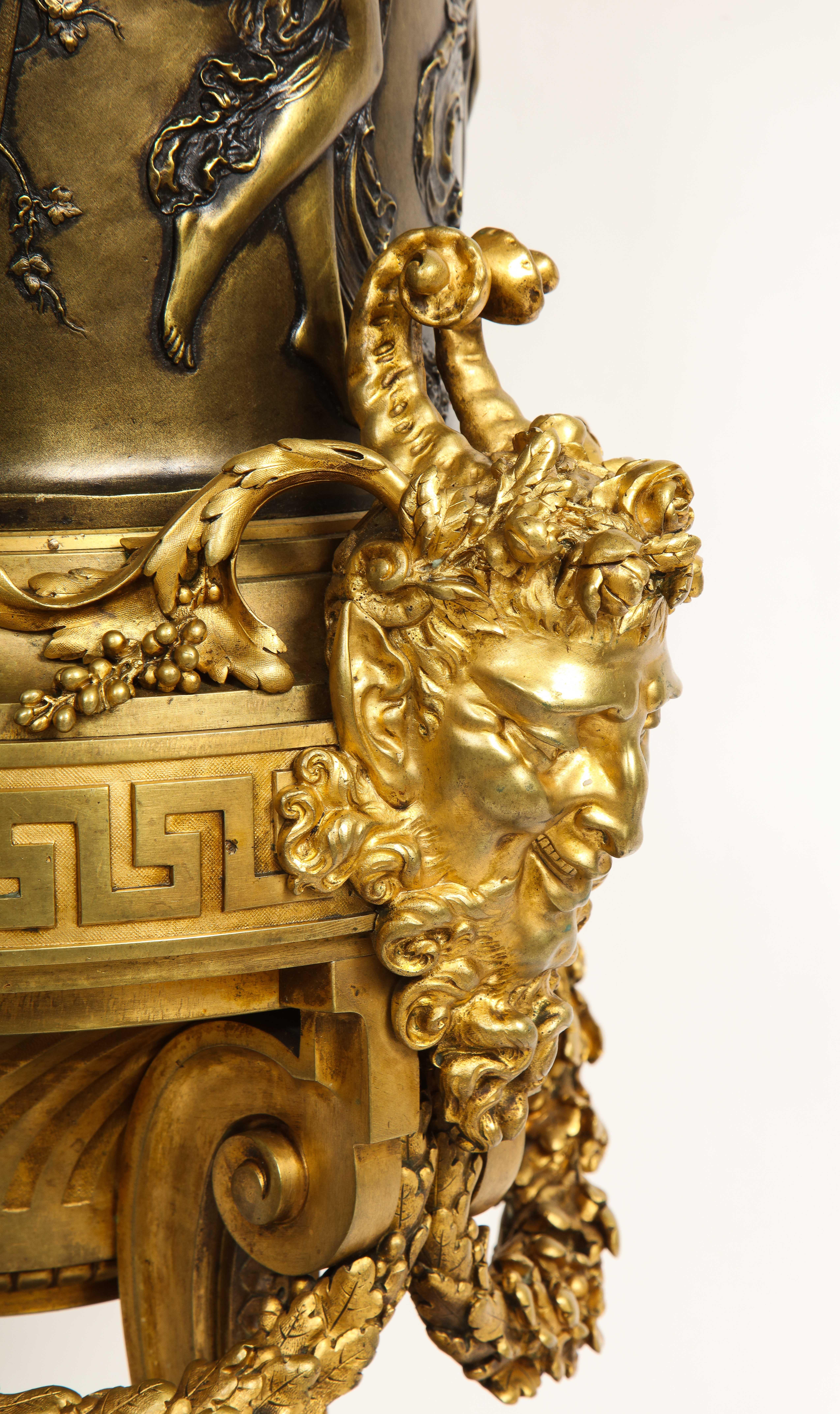 A 19th C. French Louis XVI Patinated & Doré Bronze Jardinière, F. Barbedienne For Sale 7