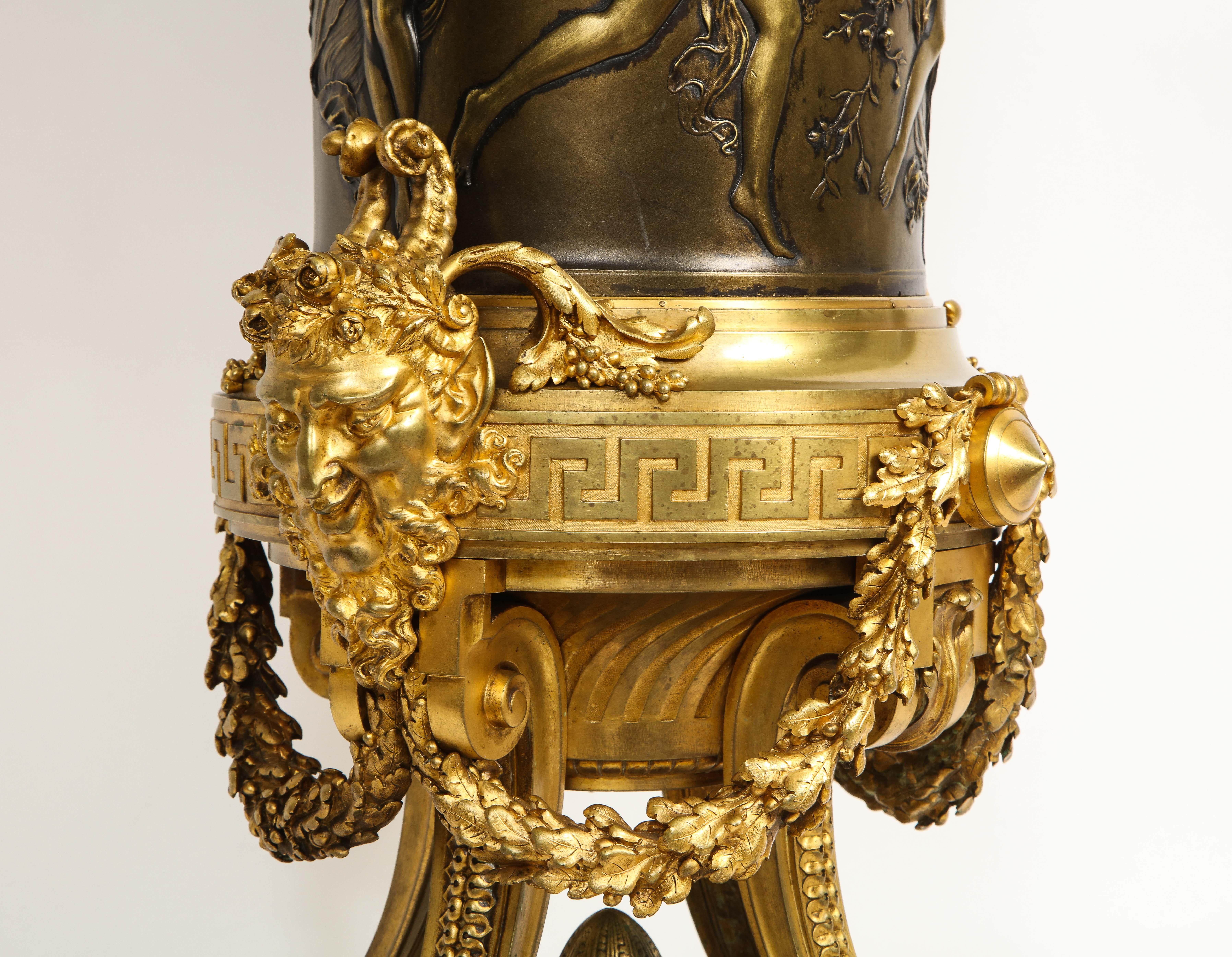 A 19th C. French Louis XVI Patinated & Doré Bronze Jardinière, F. Barbedienne For Sale 12