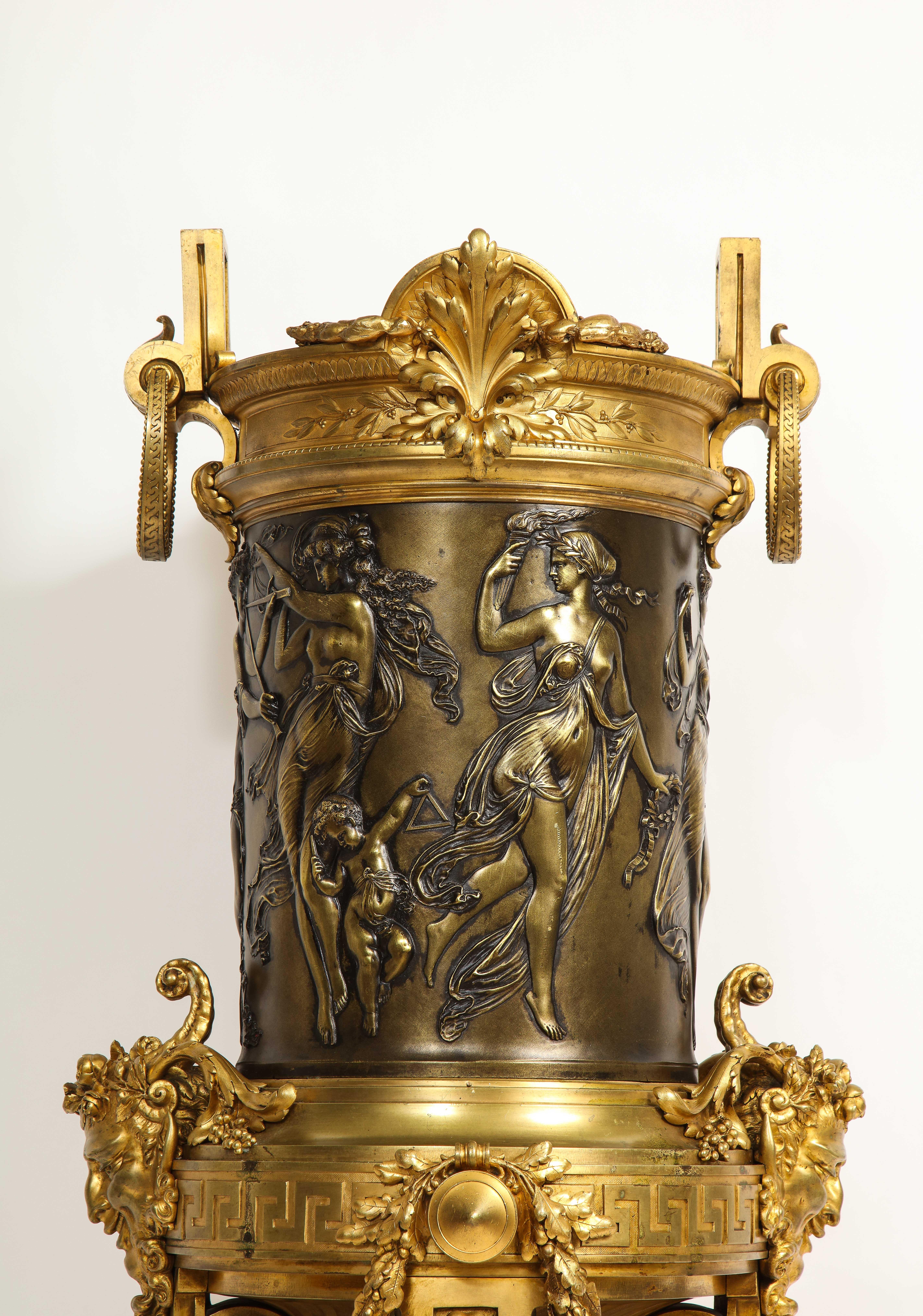 A 19th C. French Louis XVI Patinated & Doré Bronze Jardinière, F. Barbedienne For Sale 1