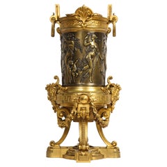 Jardinera de bronce patinado y dorado Luis XVI francés del S. XIX, F. Barbedienne