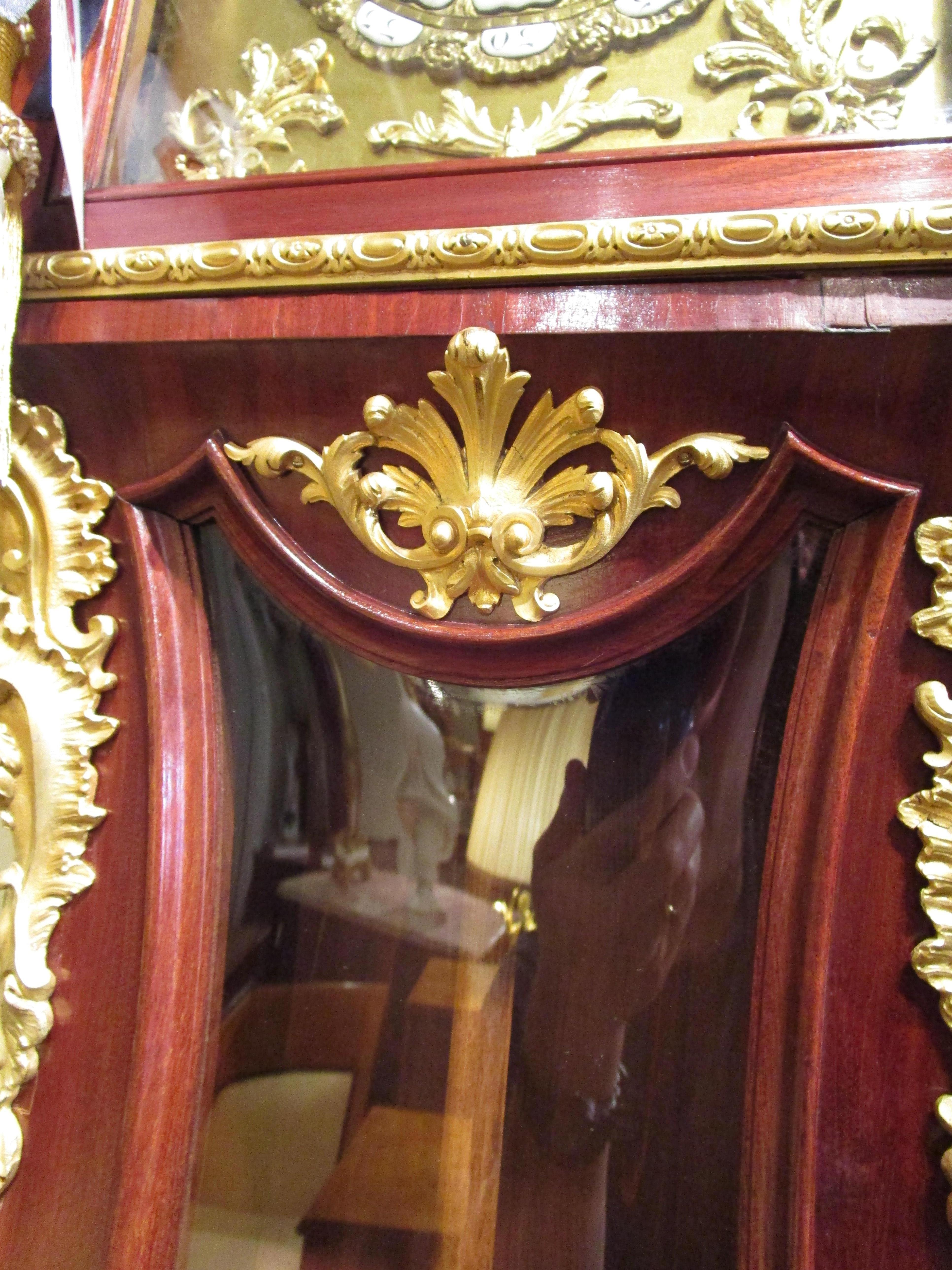A  19th c French mahogany  and parquetry inlaid Grandfather clock. Gilt bronze For Sale 2