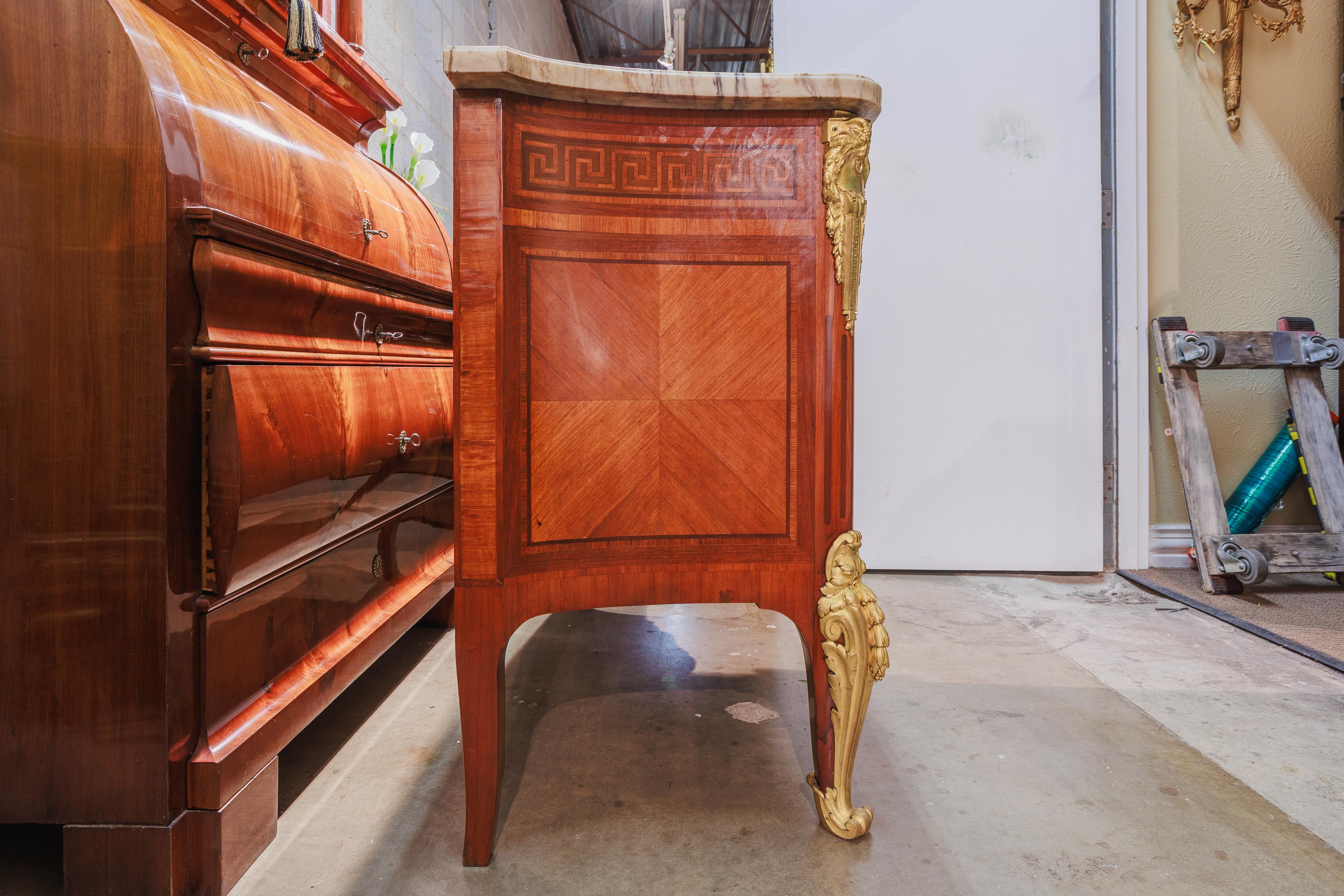 A  19th c French marquetry and gilt bronze mounted commode signed Henri Picard For Sale 1