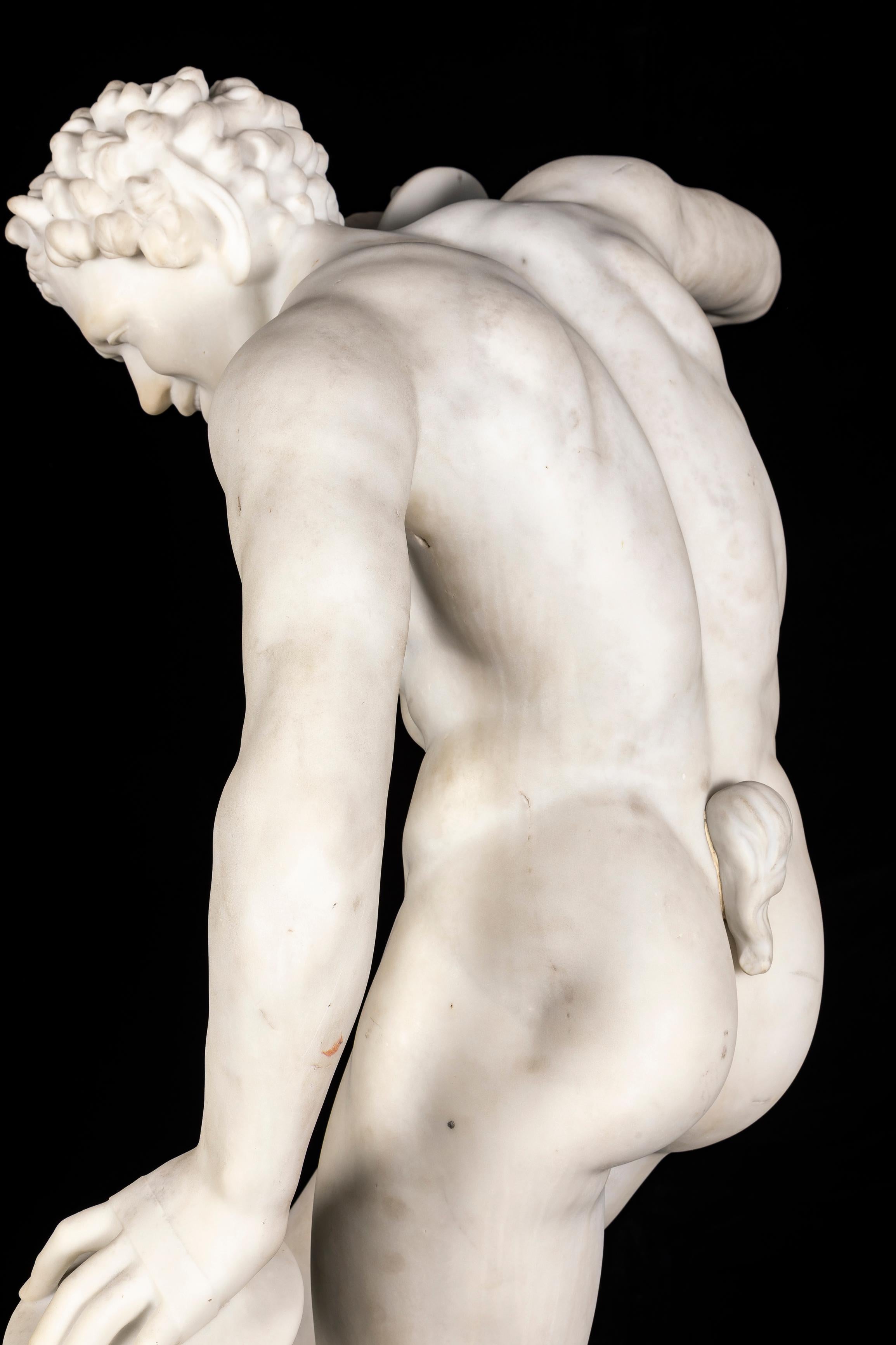 Statua di fauno danzante in marmo di Carrara del XIX secolo di A.I.C., Firenze in vendita 2