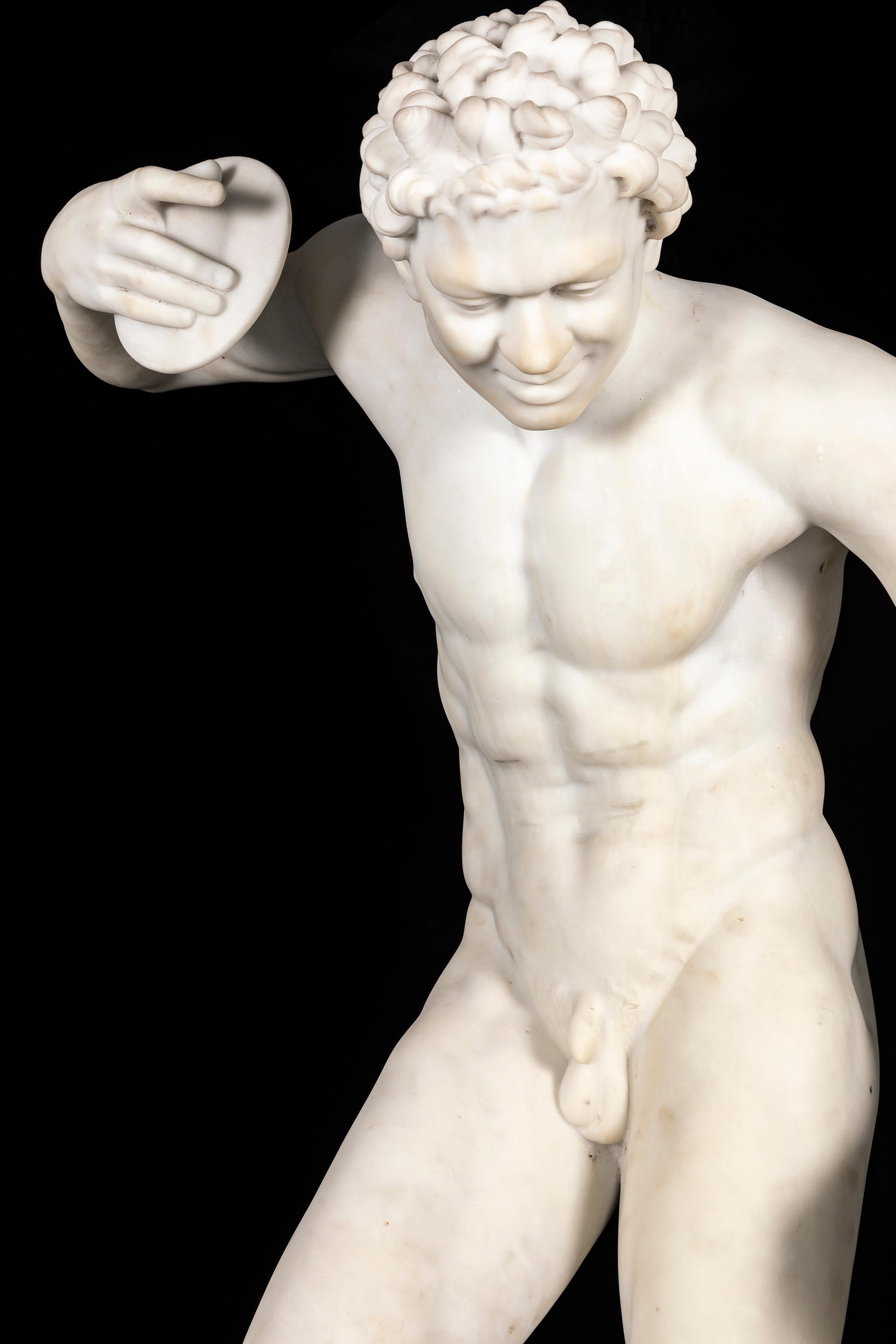 Statua di fauno danzante in marmo di Carrara del XIX secolo di A.I.C., Firenze in vendita 5