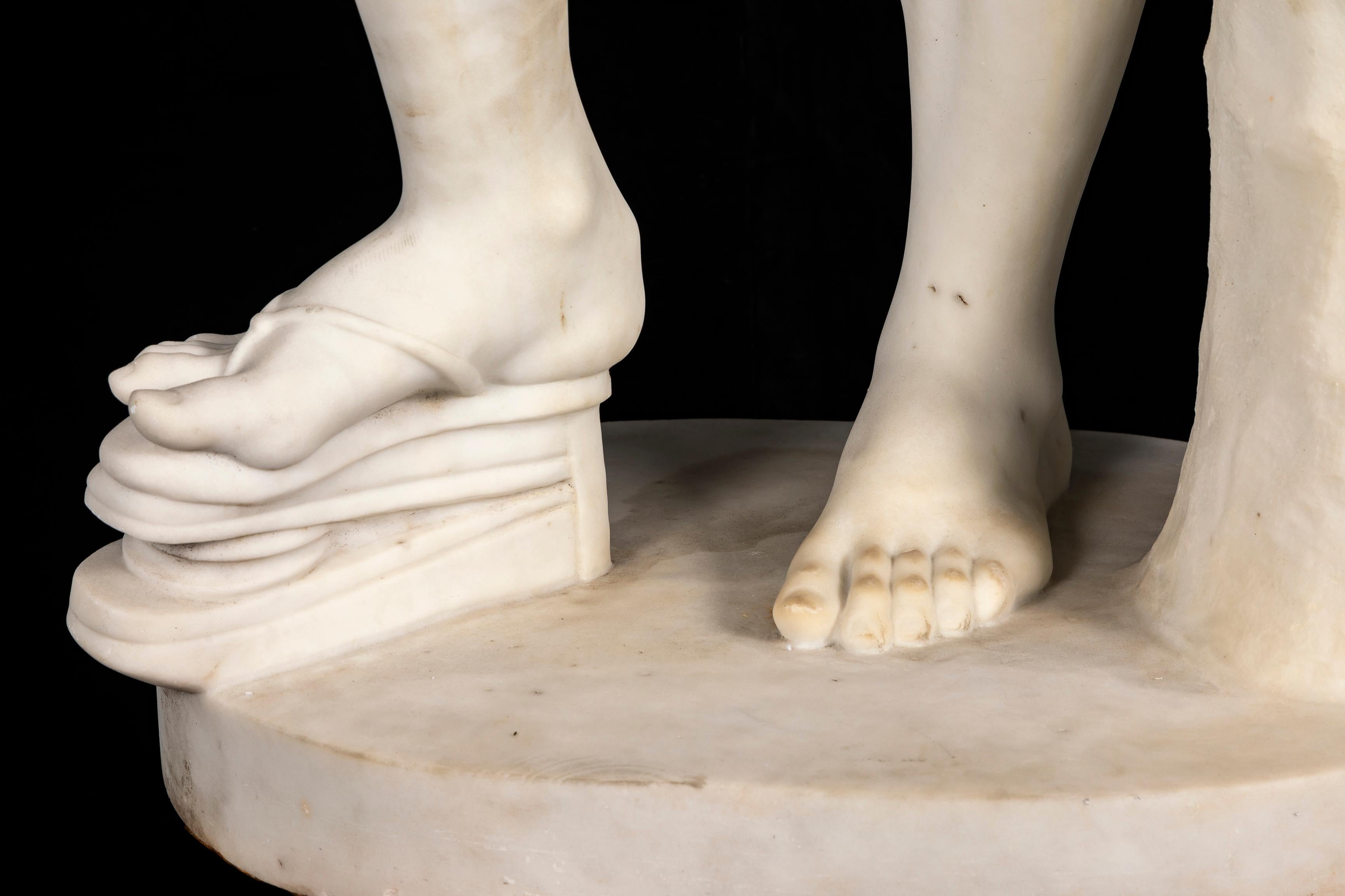 Statua di fauno danzante in marmo di Carrara del XIX secolo di A.I.C., Firenze in vendita 7