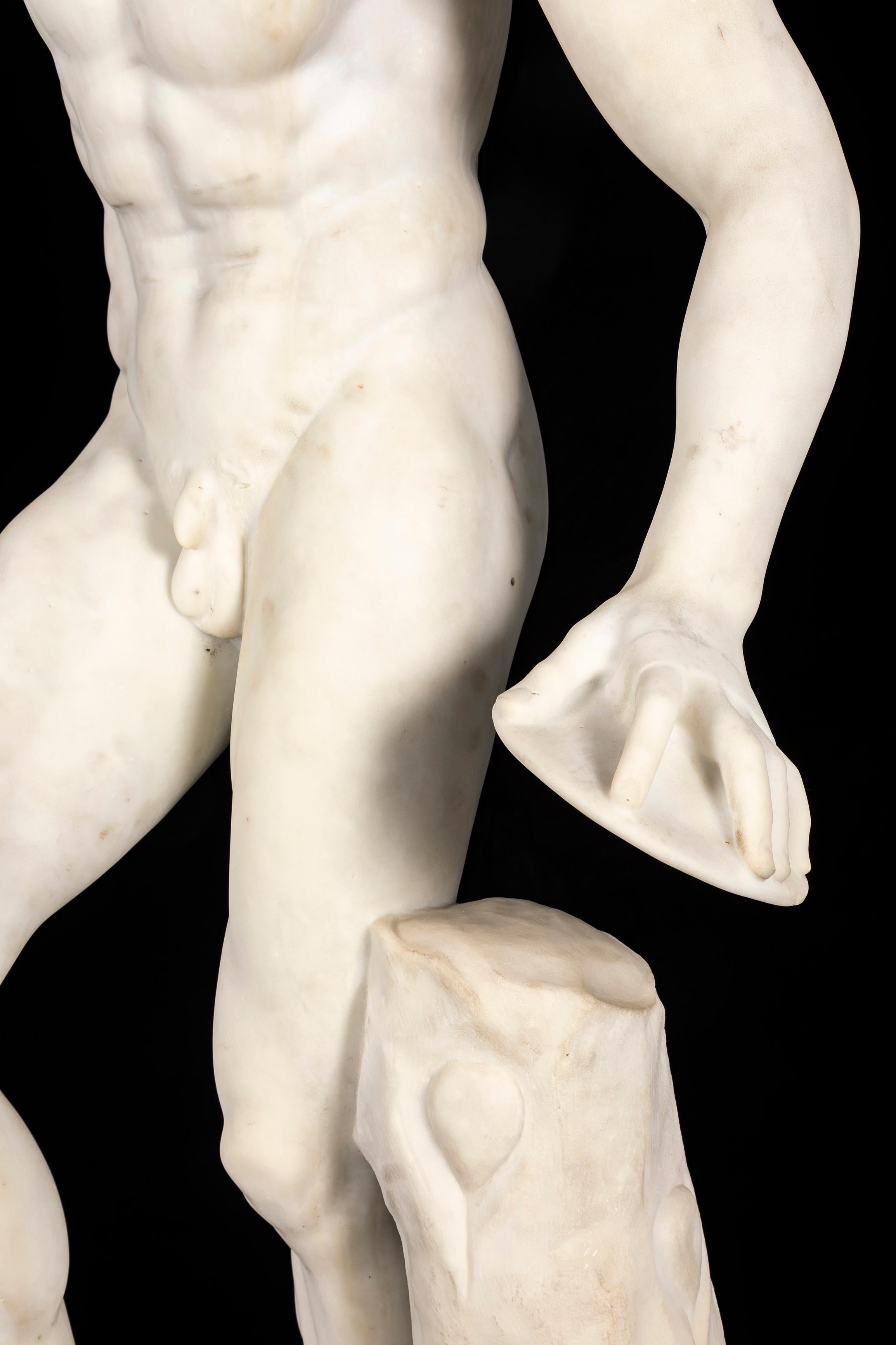 Statua di fauno danzante in marmo di Carrara del XIX secolo di A.I.C., Firenze in vendita 8