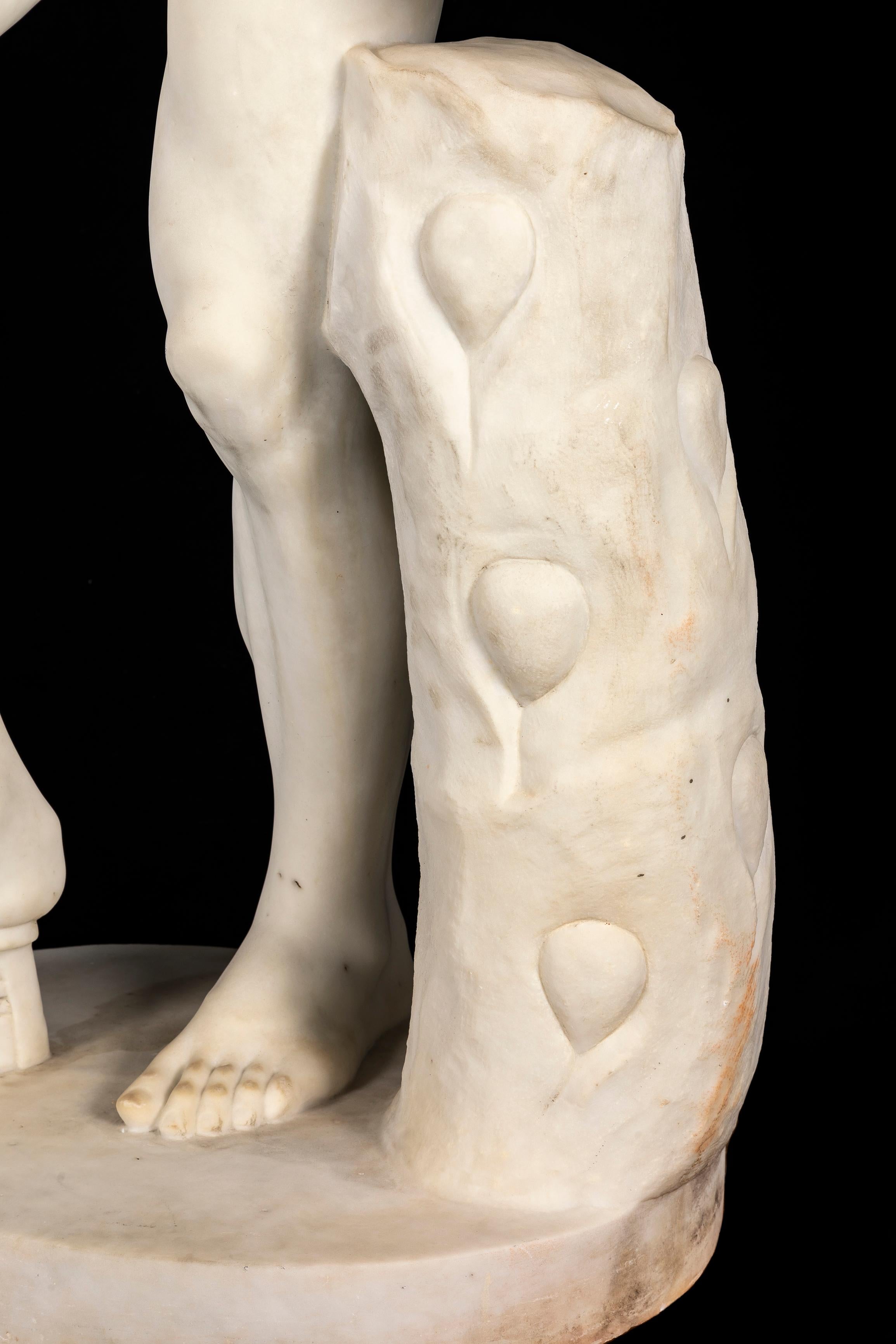 Statua di fauno danzante in marmo di Carrara del XIX secolo di A.I.C., Firenze in vendita 9