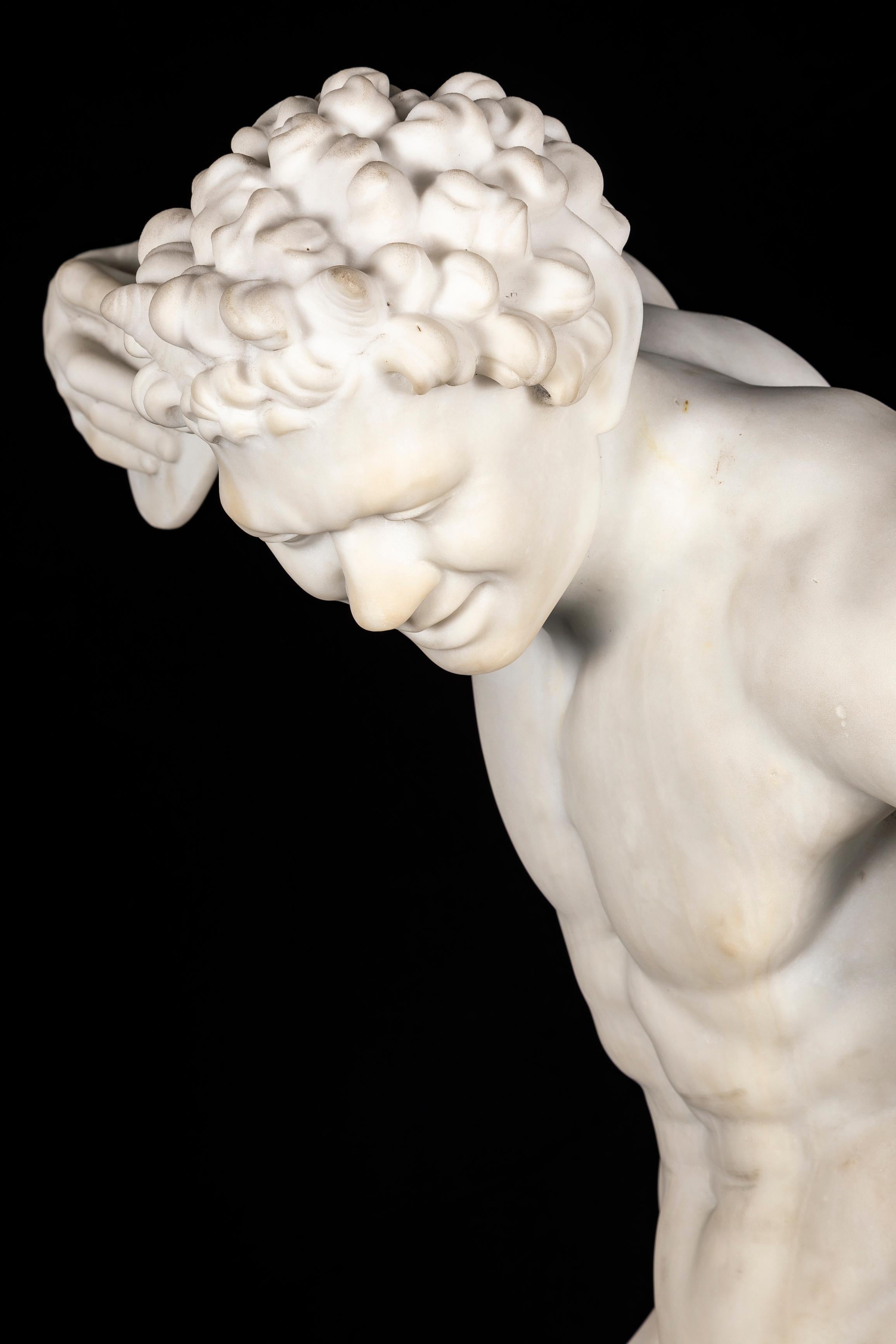 Statua di fauno danzante in marmo di Carrara del XIX secolo di A.I.C., Firenze in vendita 10