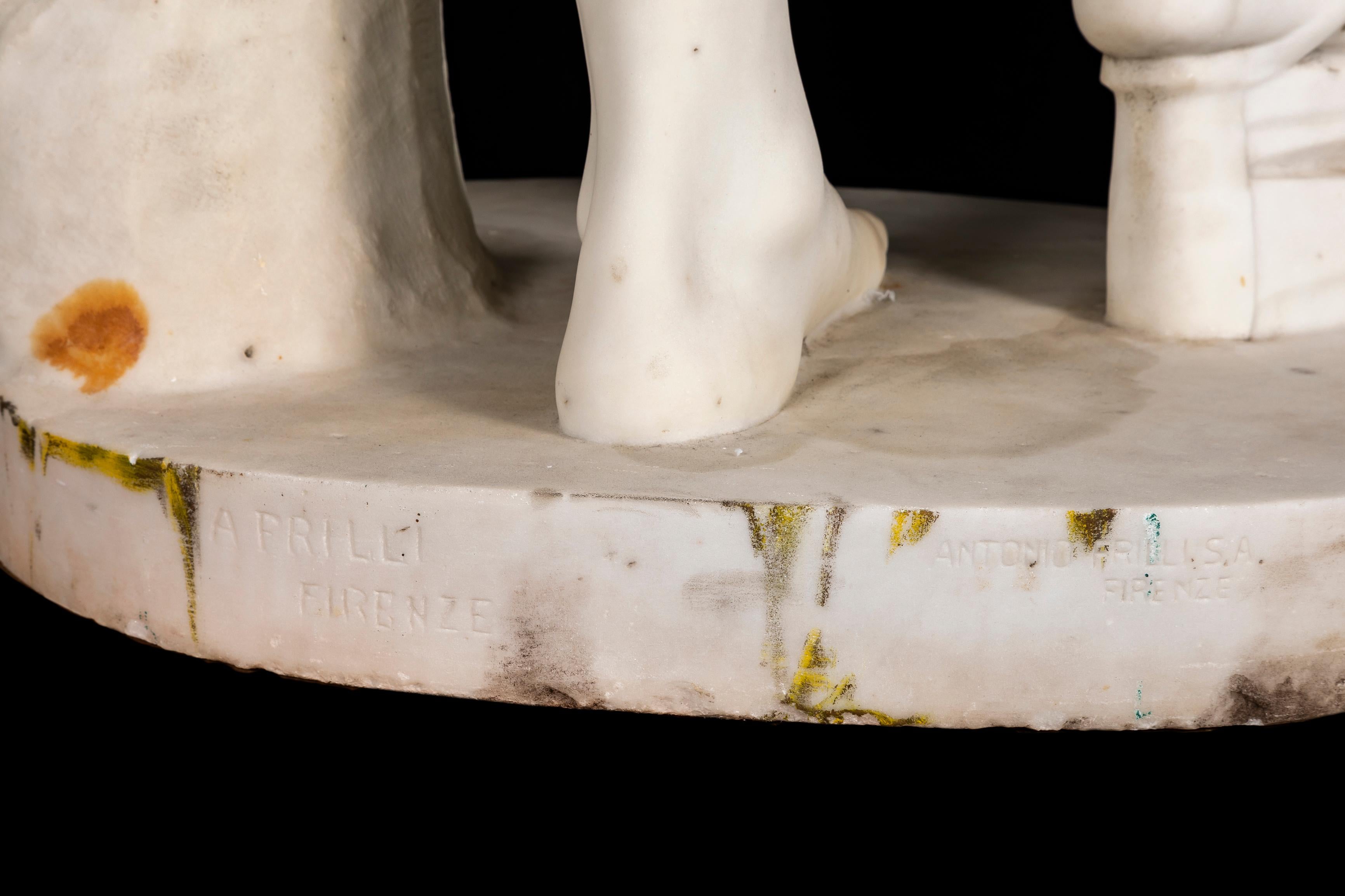 Statua di fauno danzante in marmo di Carrara del XIX secolo di A.I.C., Firenze in vendita 11