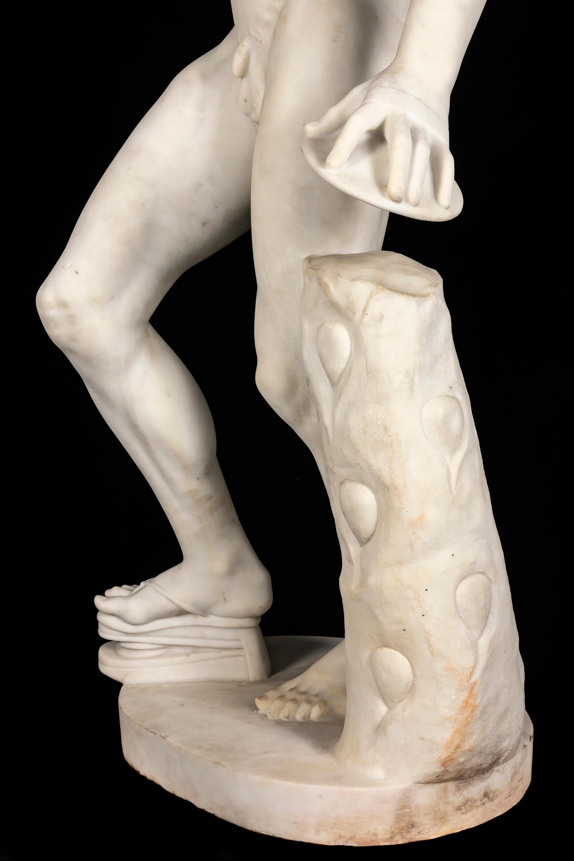 Marmo di Carrara Statua di fauno danzante in marmo di Carrara del XIX secolo di A.I.C., Firenze in vendita