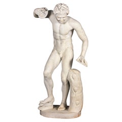 Statue italienne d'un faune dansant en marbre de Carrare du 19e siècle par A. Frilli, Firenze