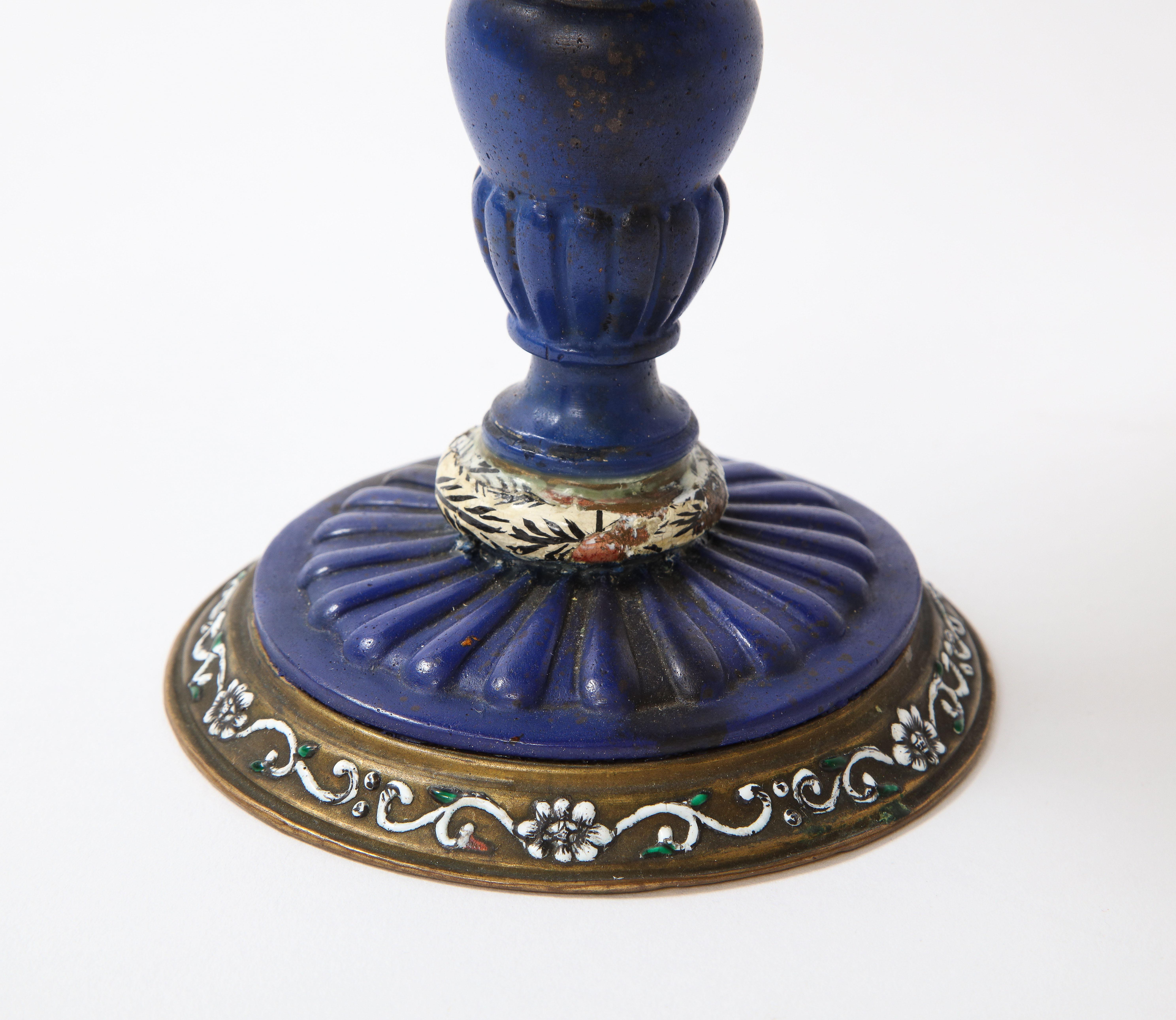 A 19th C. Italian Dore Bronze Mounted Champlevé Enamel & Lapis Lazuli Coupe For Sale 9