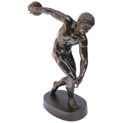 Antique 19th Century Italian Large Bronze Study of the Classical Discus Thrower