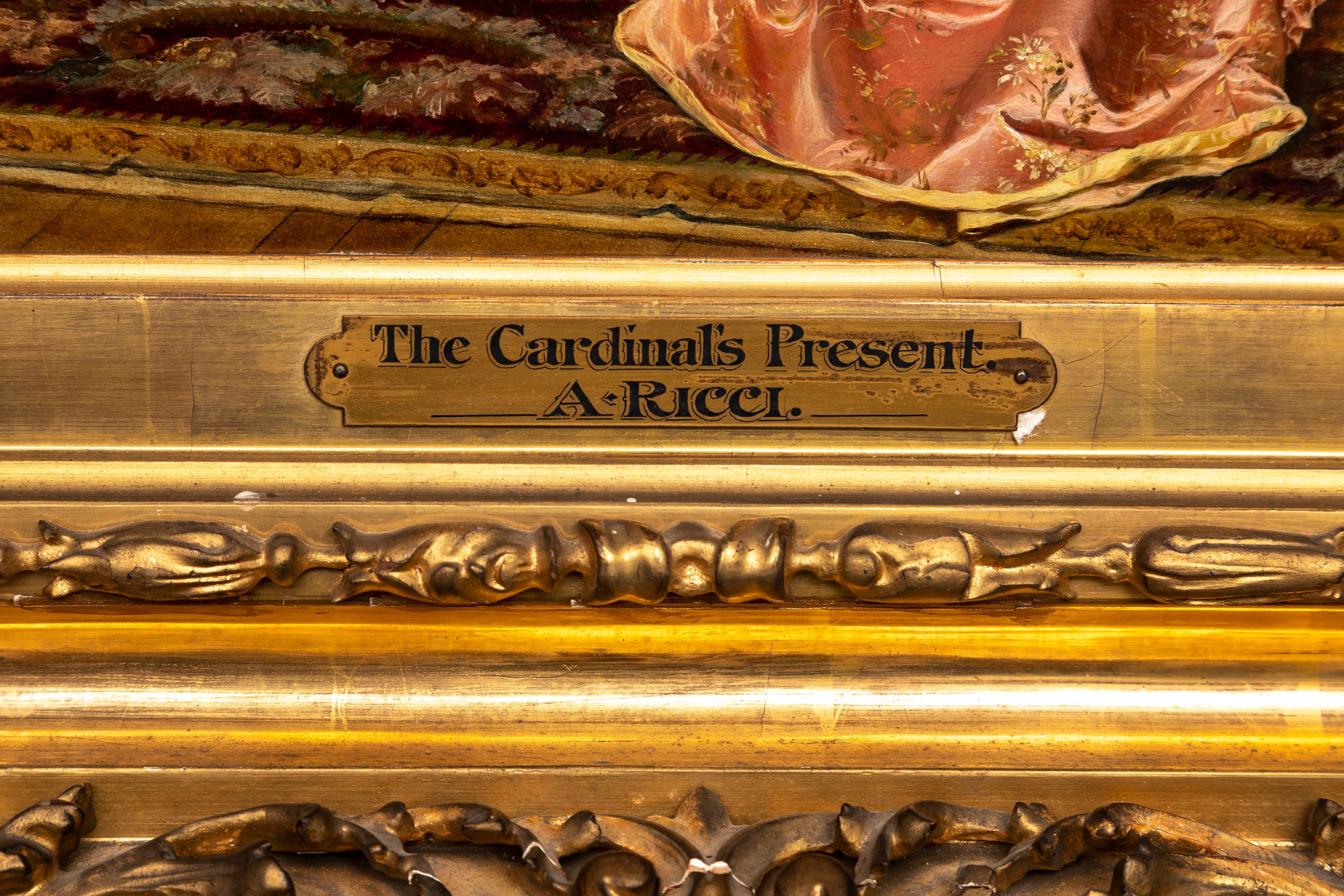 Huile sur toile italienne du 19e siècle « Le présent du cardinal » d'Arturo Ricci en vente 9