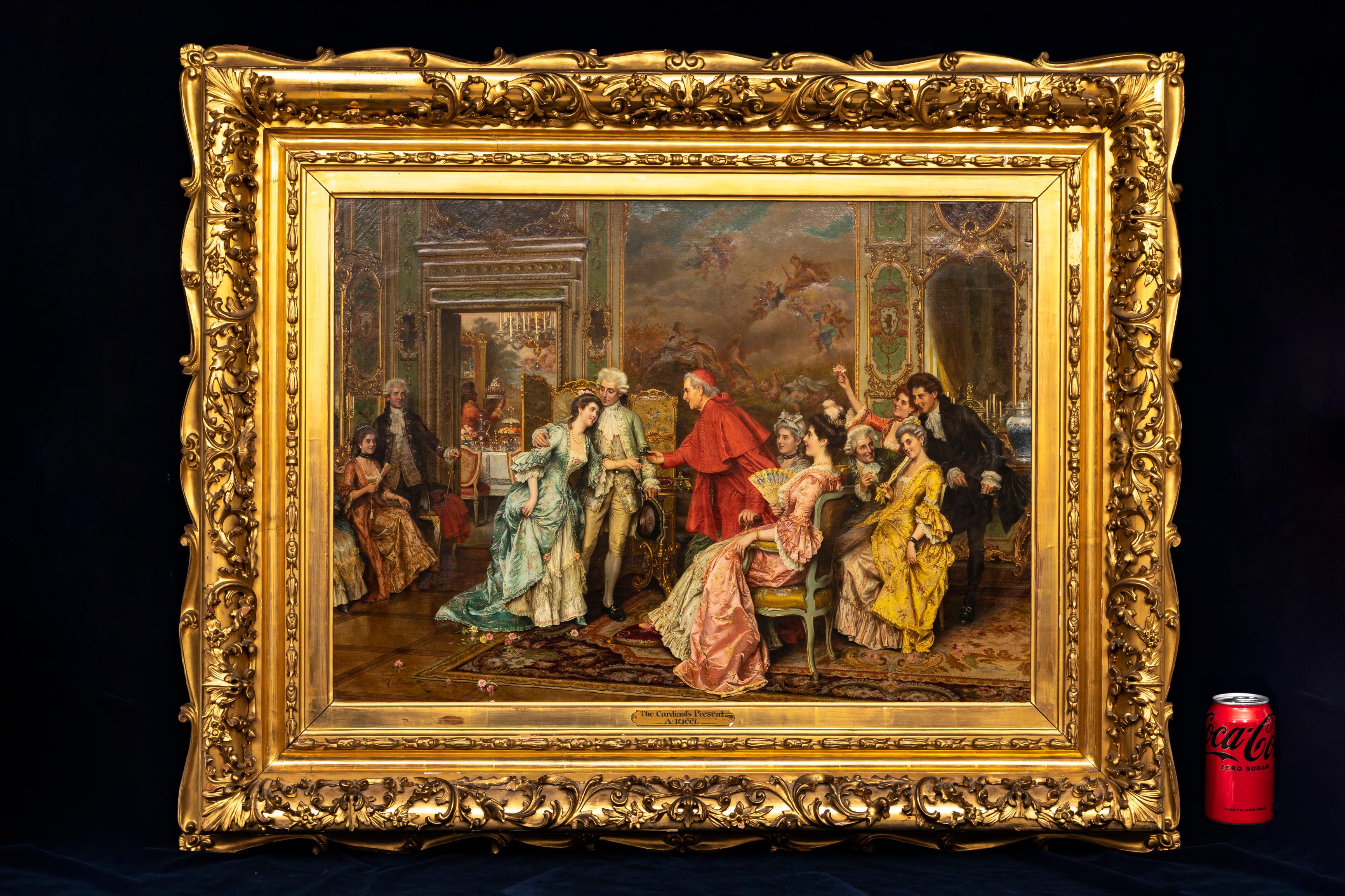 Merveilleuse huile sur toile italienne du XIXe siècle intitulée 