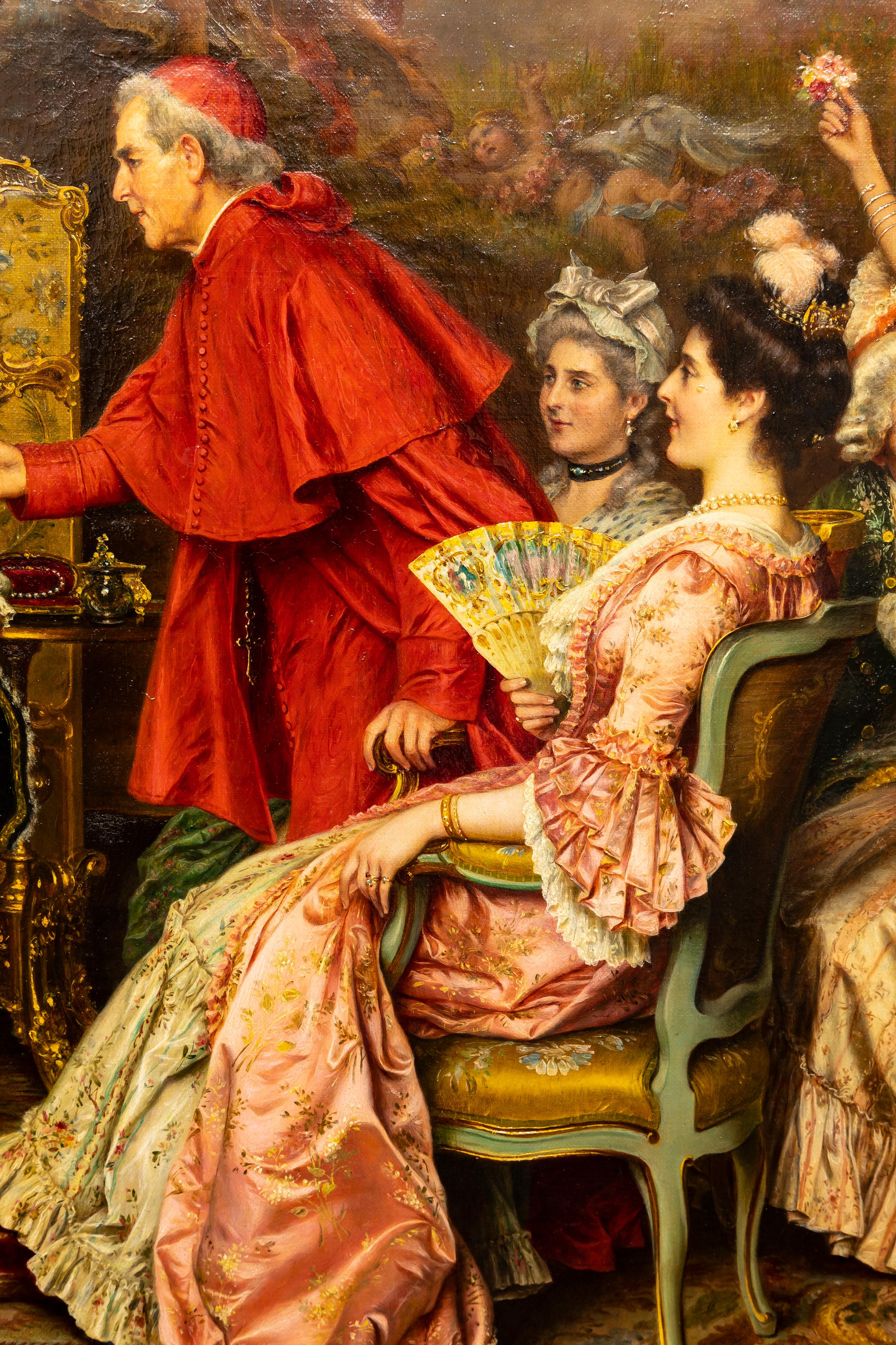 Huile sur toile italienne du 19e siècle « Le présent du cardinal » d'Arturo Ricci en vente 2