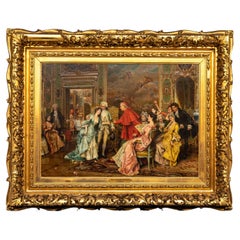 Antique A 19th C. Italian Oil on Canvas "The Cardinal's Present" by Arturo Ricci