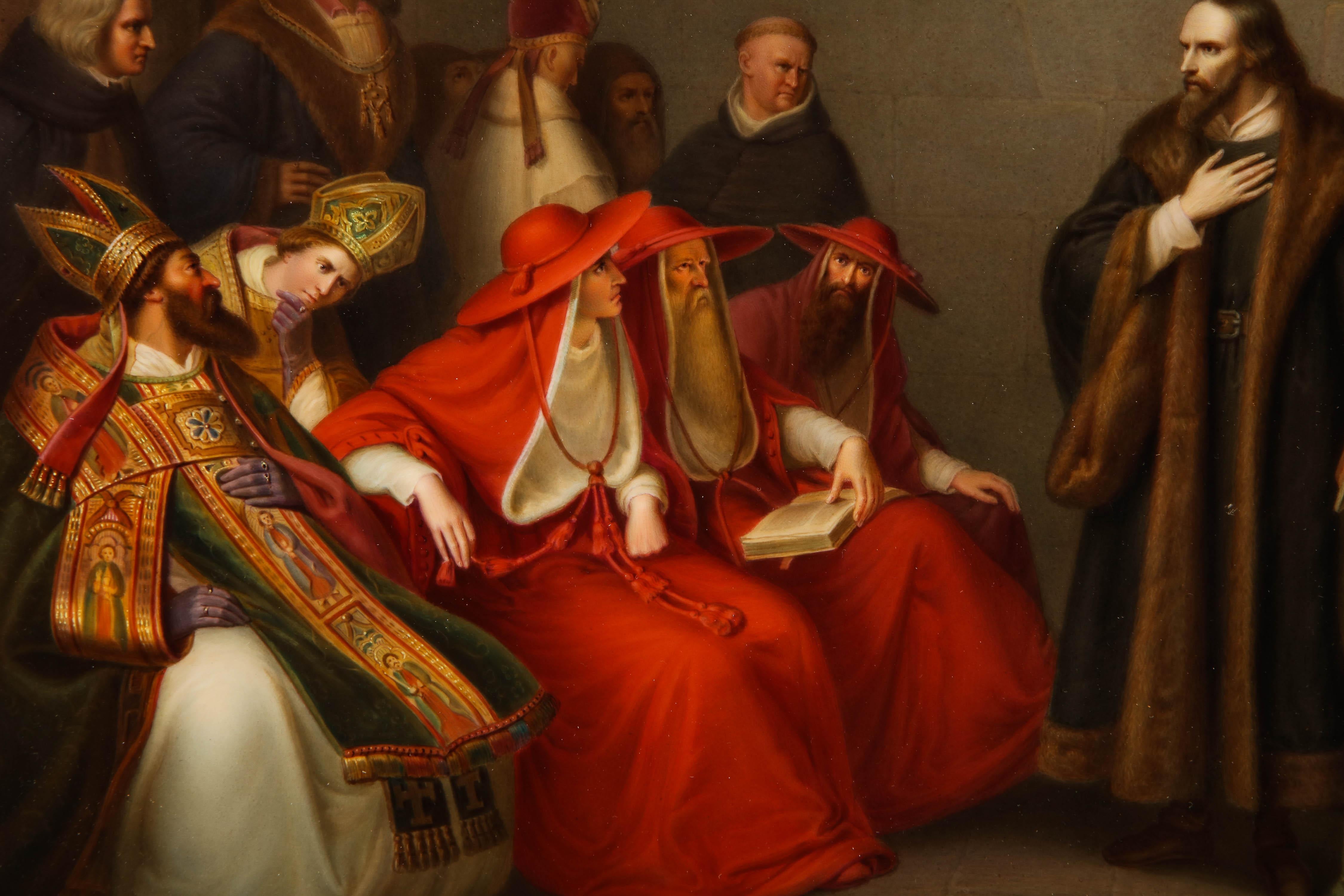 Intagliato a mano A.I.C. del 19° secolo, placca di Jan Hus al Concilio di Costanza, di Karl Friedrich Lessing in vendita