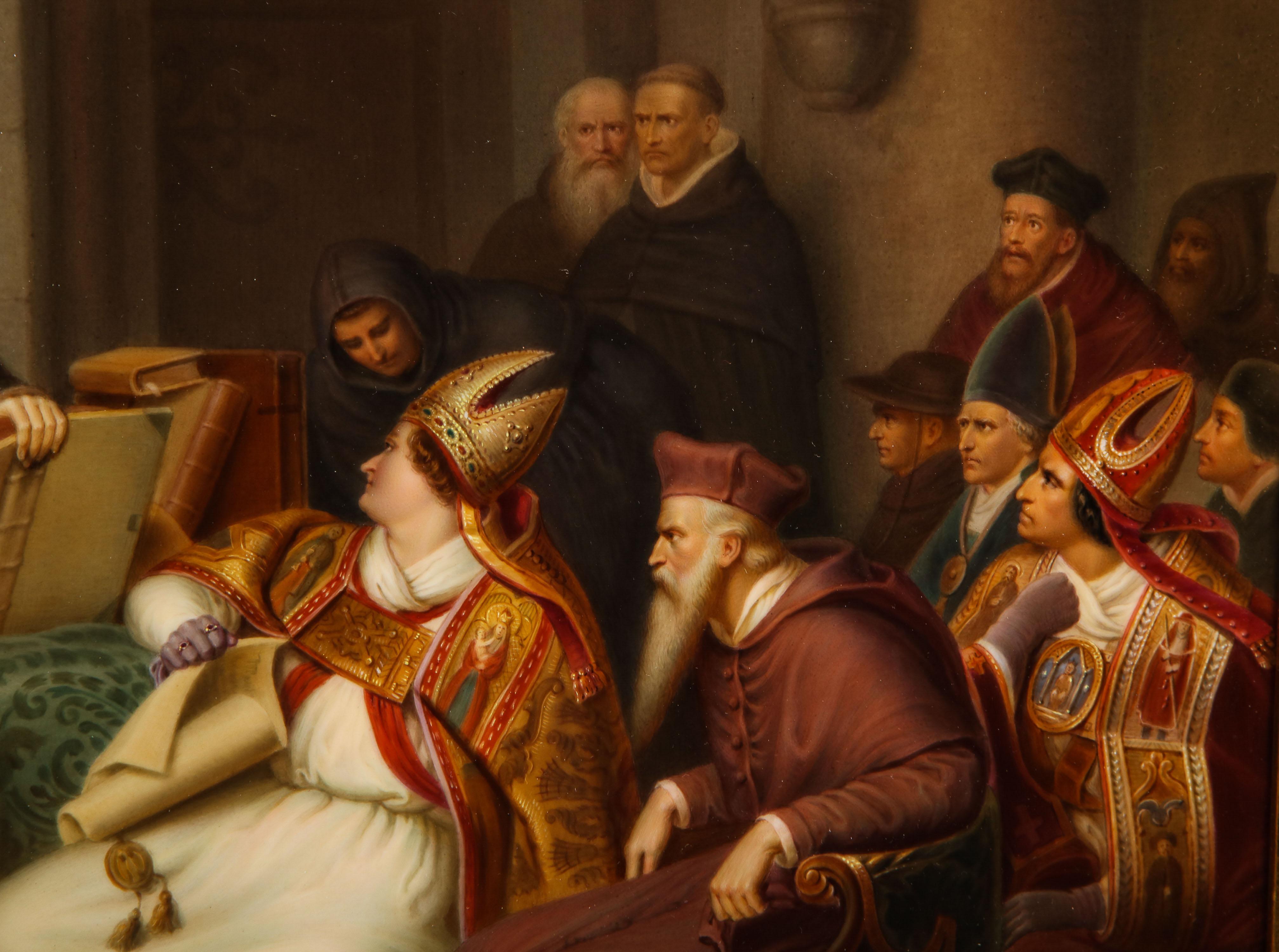 Porcellana A.I.C. del 19° secolo, placca di Jan Hus al Concilio di Costanza, di Karl Friedrich Lessing in vendita