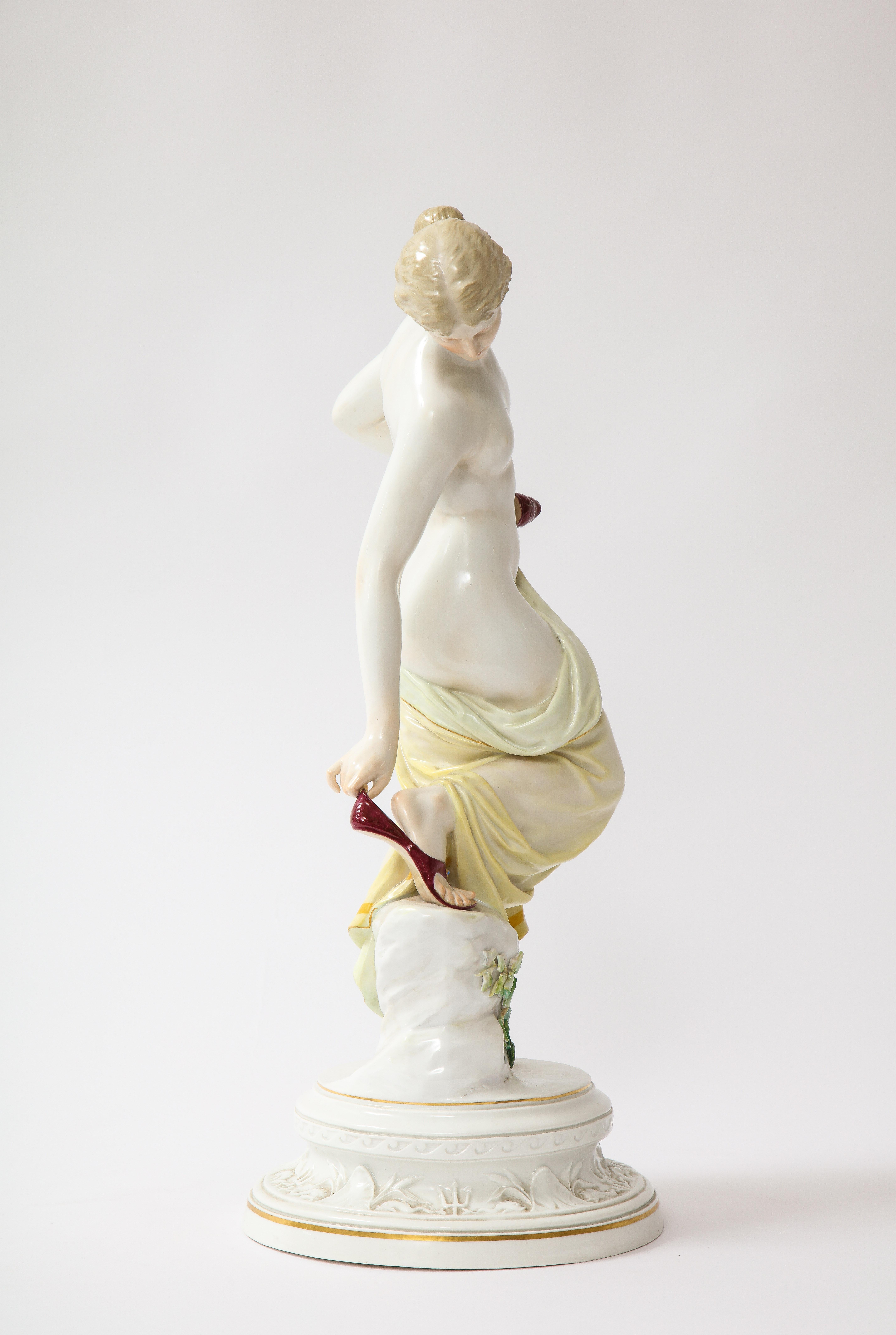 Other A 19th C. Meissen Porcelain Female Nude Figurine After The Bath, R. Ockelmann For Sale