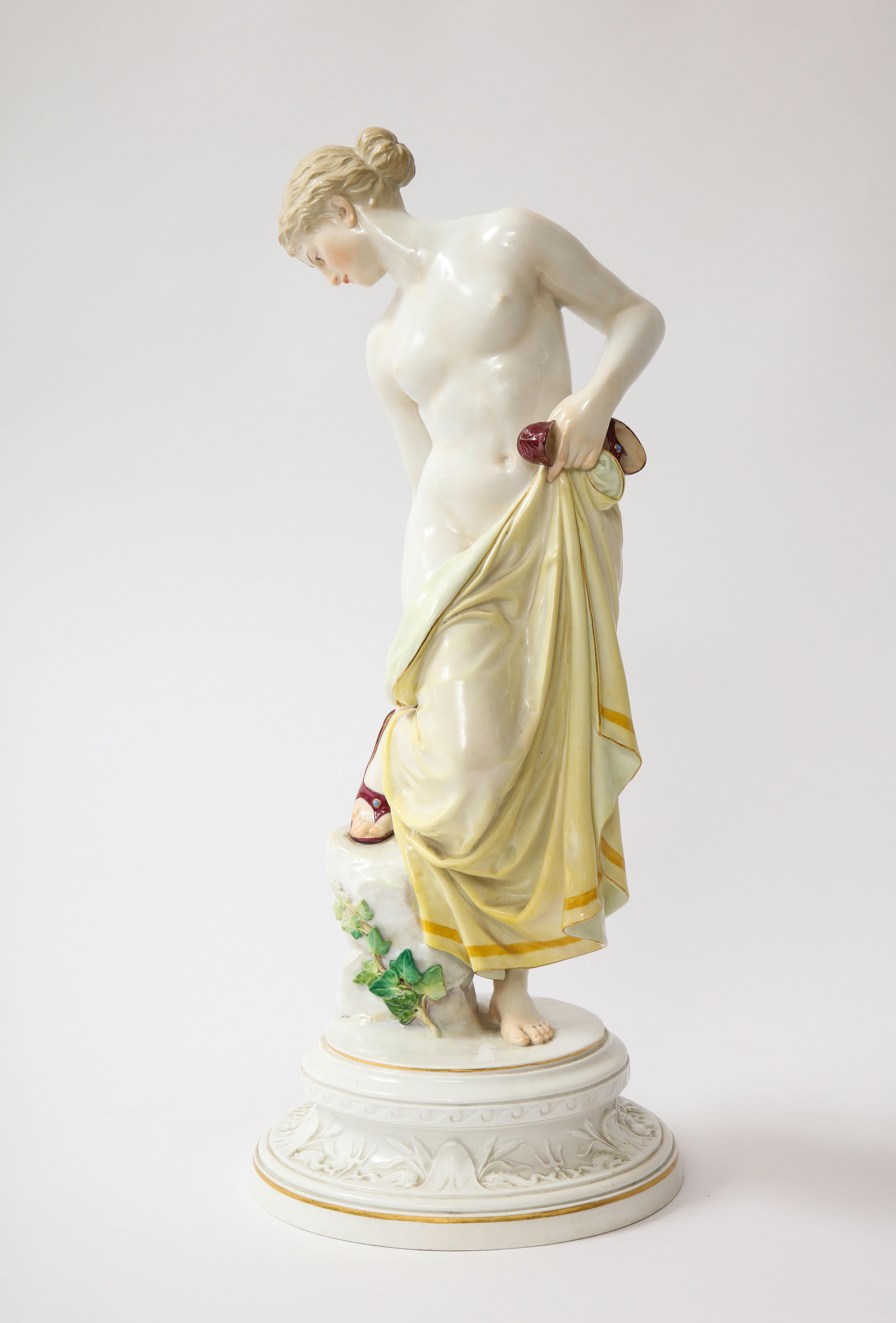 Late 19th Century A 19th C. Meissen Porcelain Female Nude Figurine After The Bath, R. Ockelmann For Sale