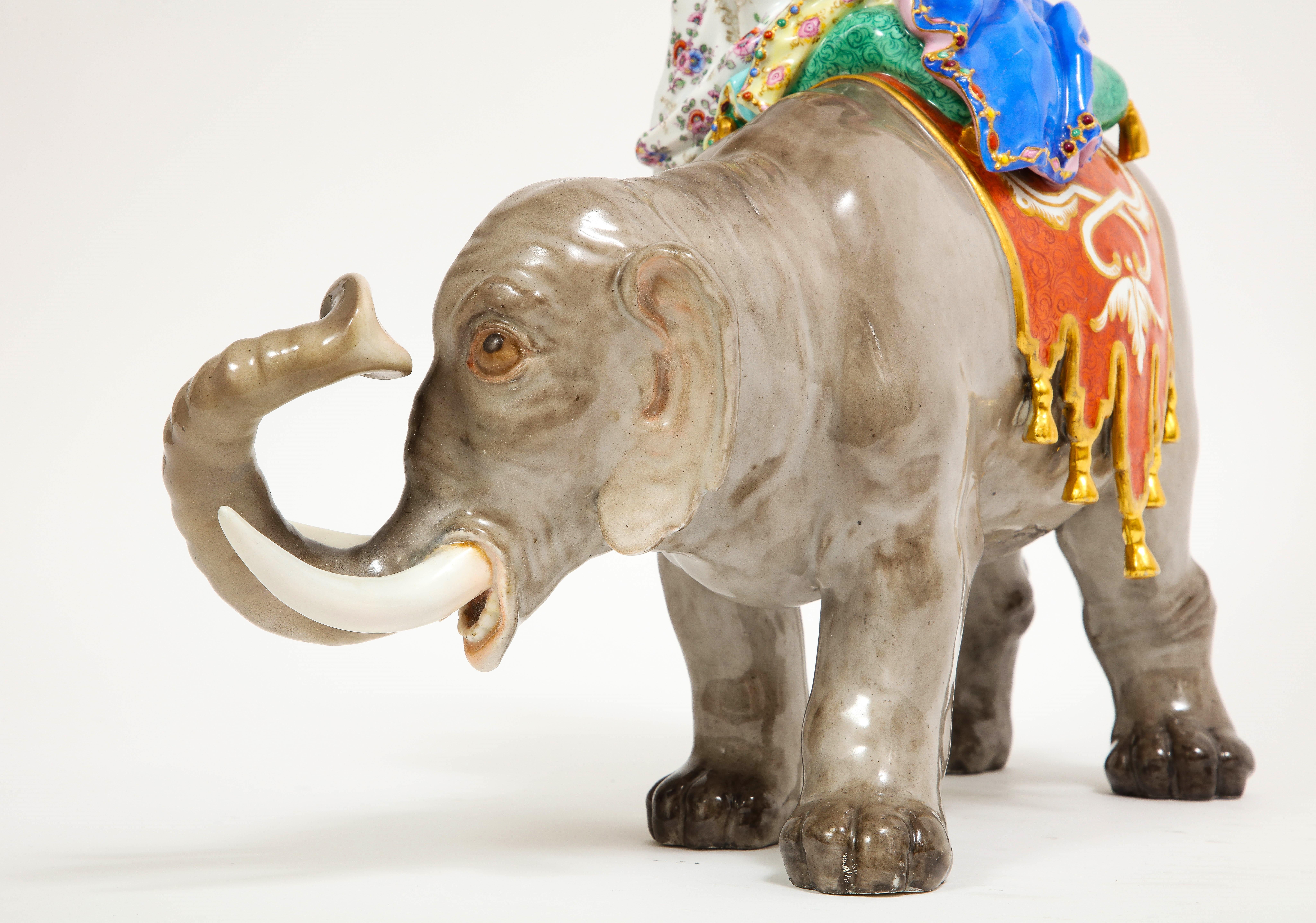 Meissen Porcelain, 19. Jh. Figur einer Sultana, die auf einem Elefanten mit Krone reitet im Angebot 3
