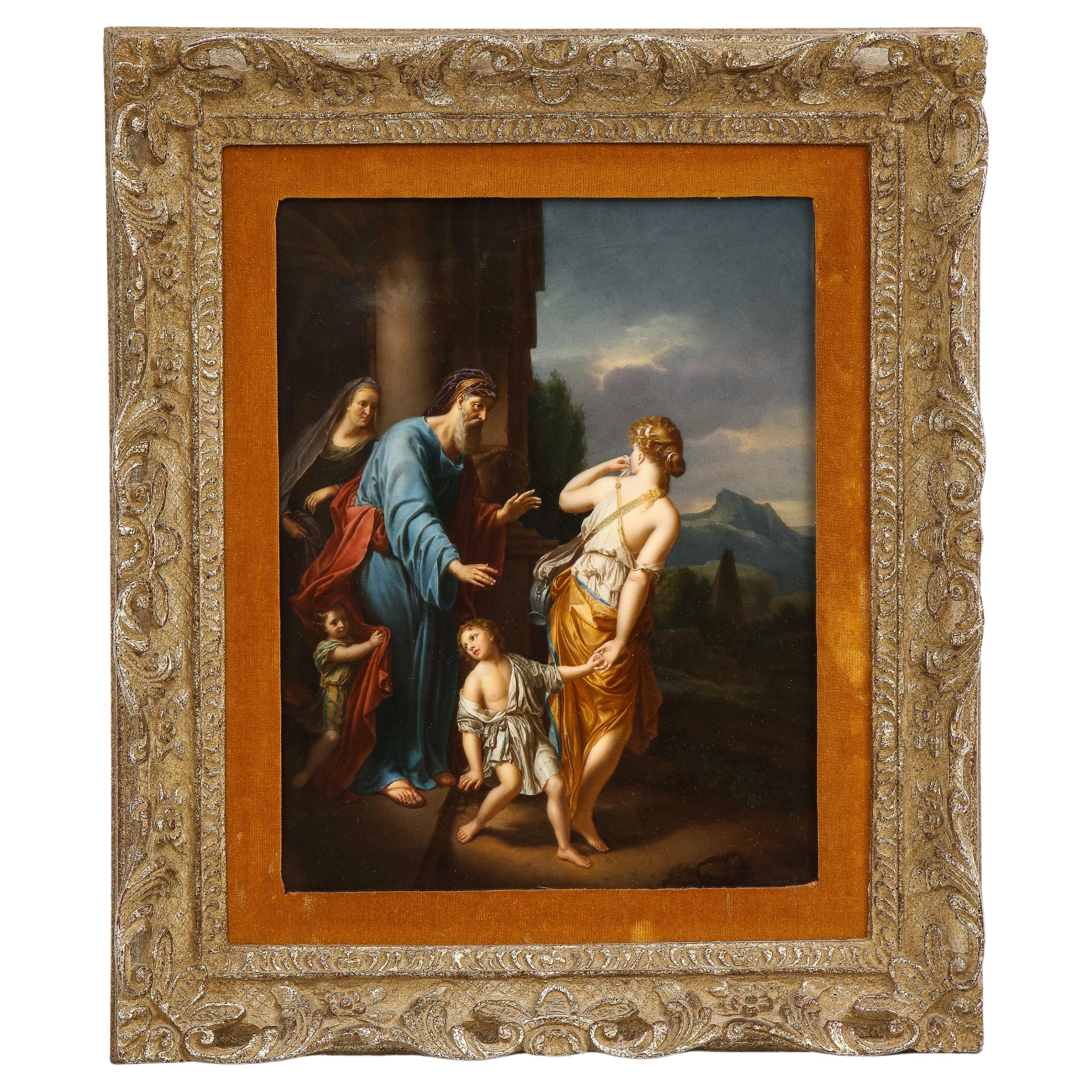 19th C. Meissen Porcelain Plaque of 'the Banishment of Ishmael and Hager' For Sale