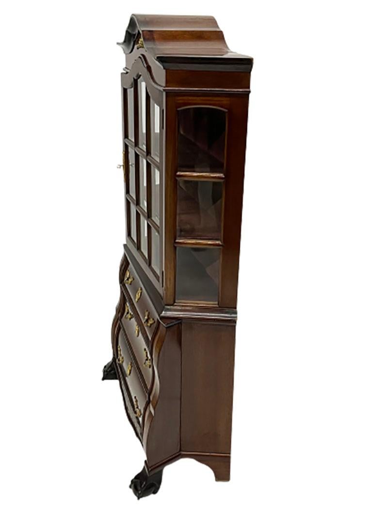 Bronze 19th C Miniature Dutch Mahogany Display Cabinet For Sale