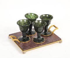 A 19th C. Russian Ormolu Mounted Centerpiece with Porphyry and Carved Jade Cups