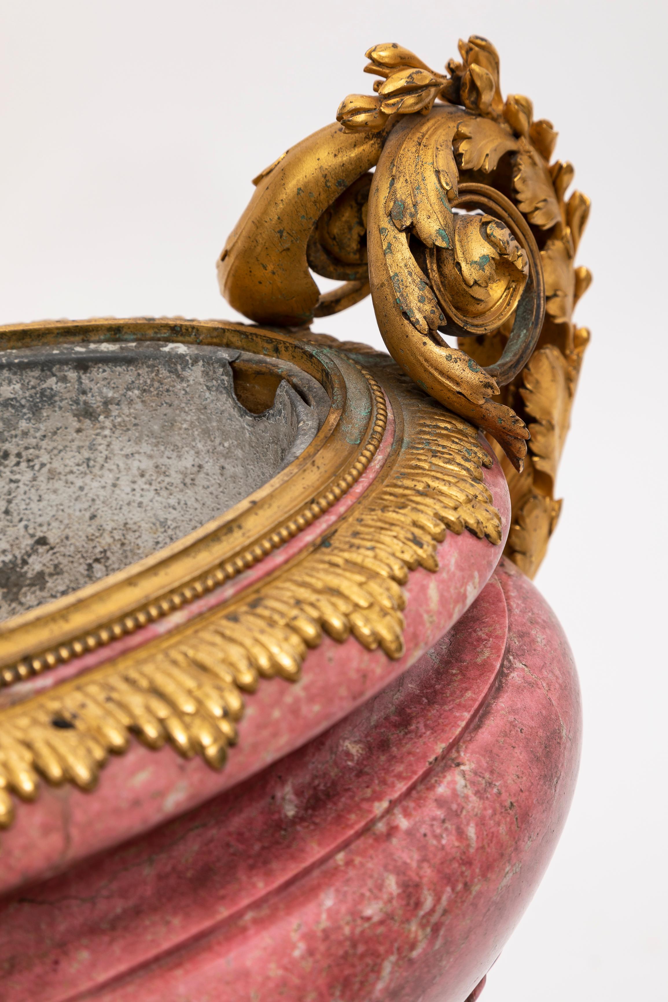 A 19th C. Russian Ormolu-Mounted Hand-Carved Pink Rhodonite Tazza/Centerpiece For Sale 4
